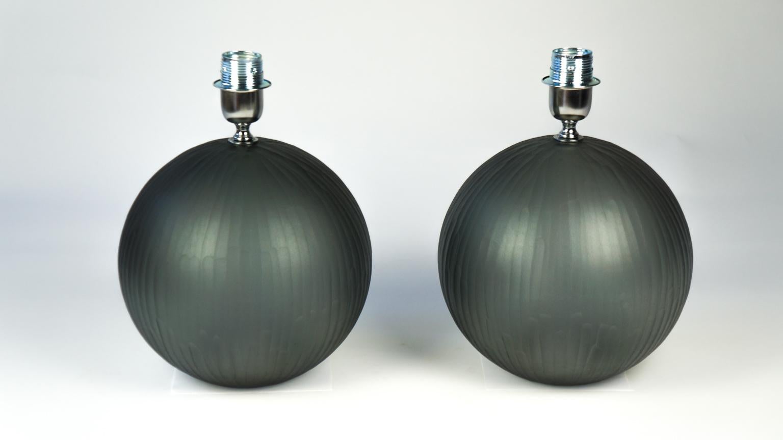 Alberto Donà Mid-Century Modern Grey Molato Zwei Tischlampen aus Murano Glas 1998 im Angebot 7