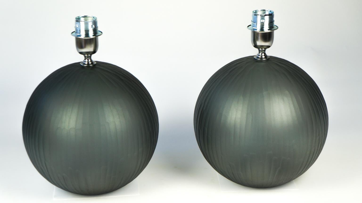 Alberto Donà Mid-Century Modern Grey Molato Two of Murano Glass Table Lamps 1998 For Sale 10