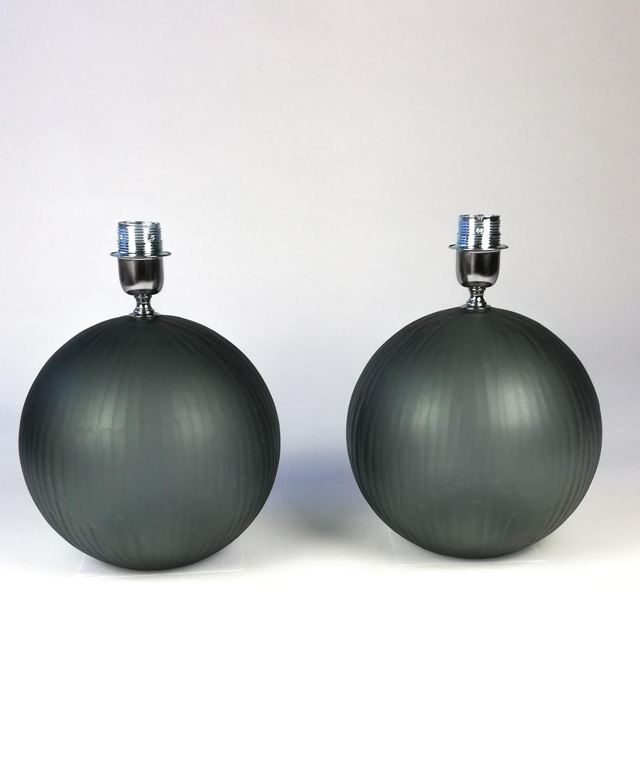 Alberto Donà Mid-Century Modern Grey Molato Two of Murano Glass Table Lamps 1998 For Sale 11