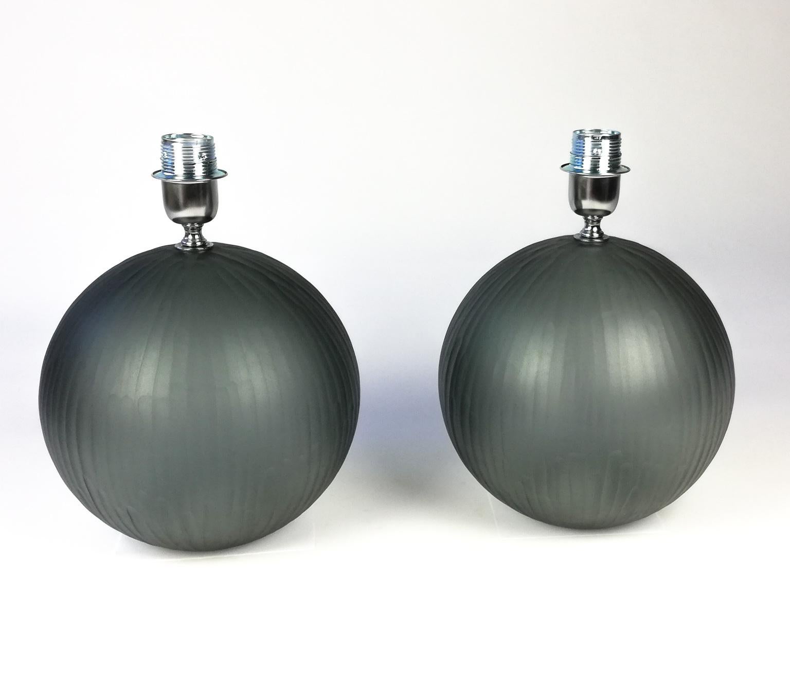 Alberto Donà Mid-Century Modern Grey Molato Two of Murano Glass Table Lamps 1998 For Sale 12