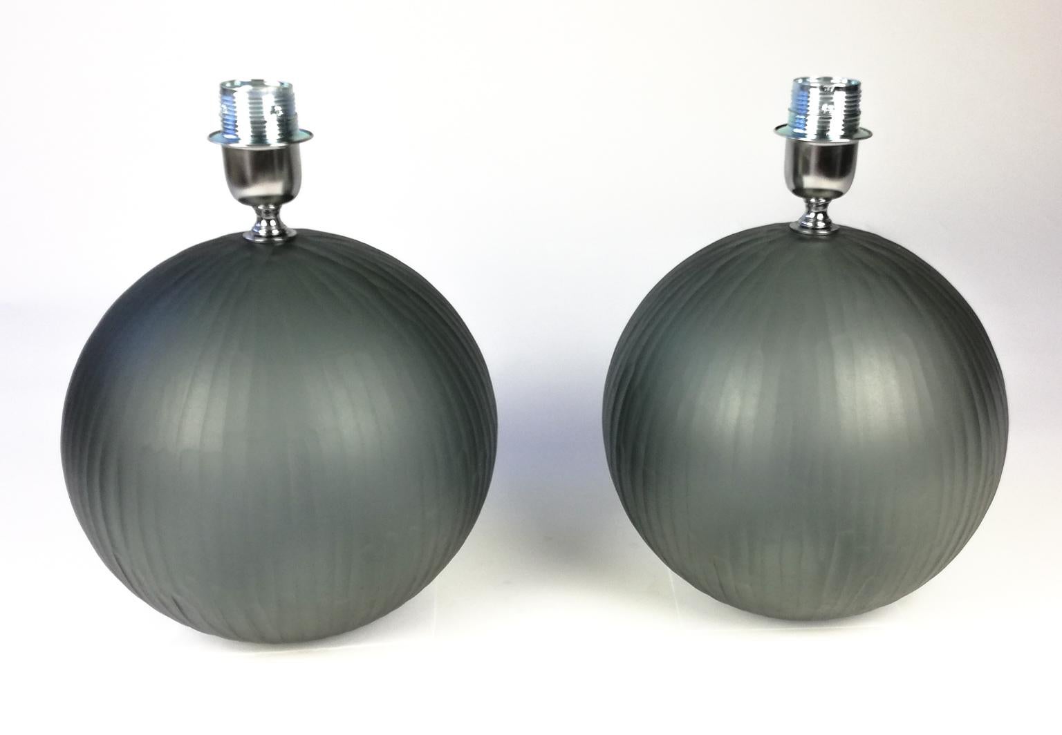 Alberto Donà Mid-Century Modern Grey Molato Two of Murano Glass Table Lamps 1998 For Sale 13