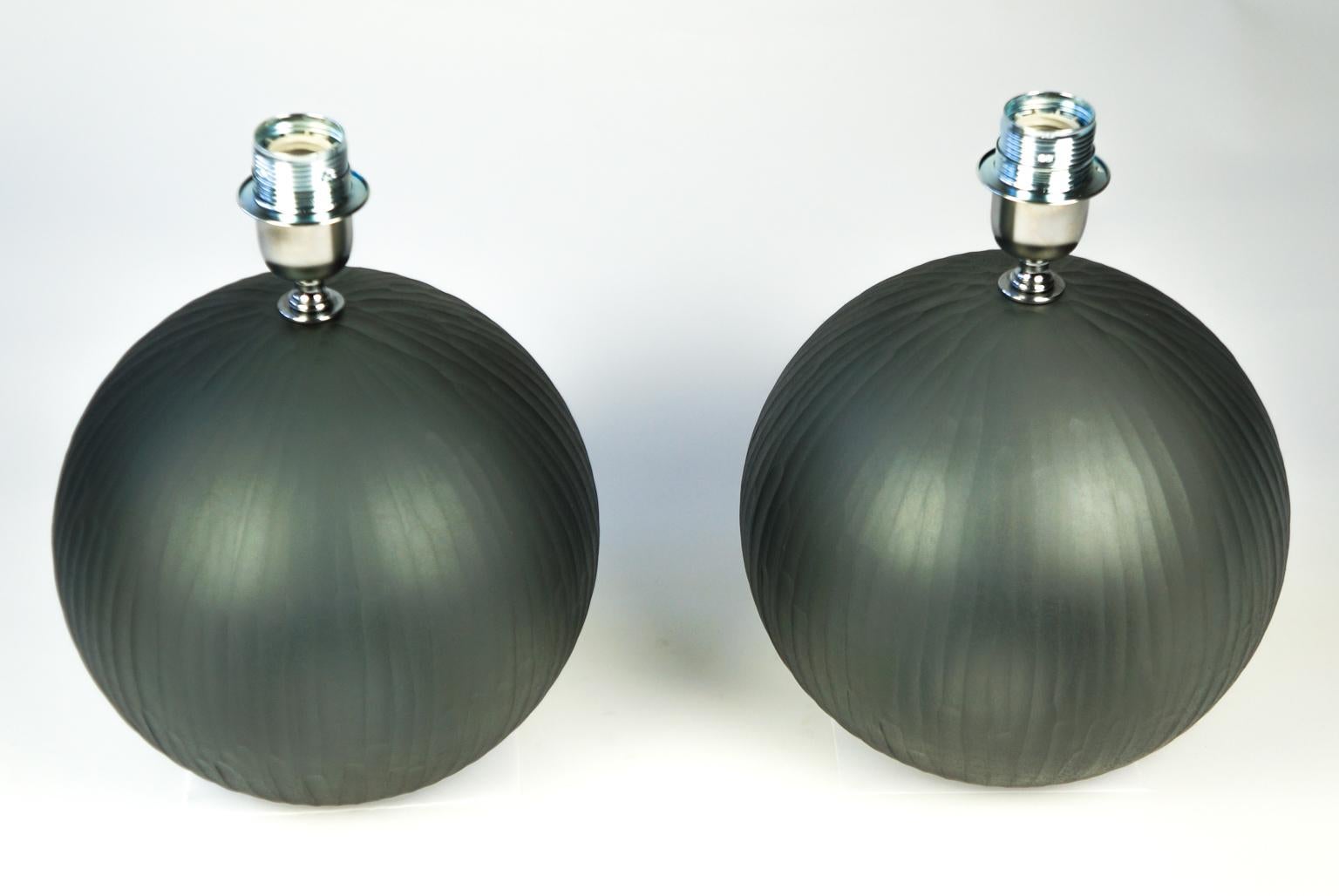 Italian Alberto Donà Mid-Century Modern Grey Molato Two of Murano Glass Table Lamps 1998 For Sale