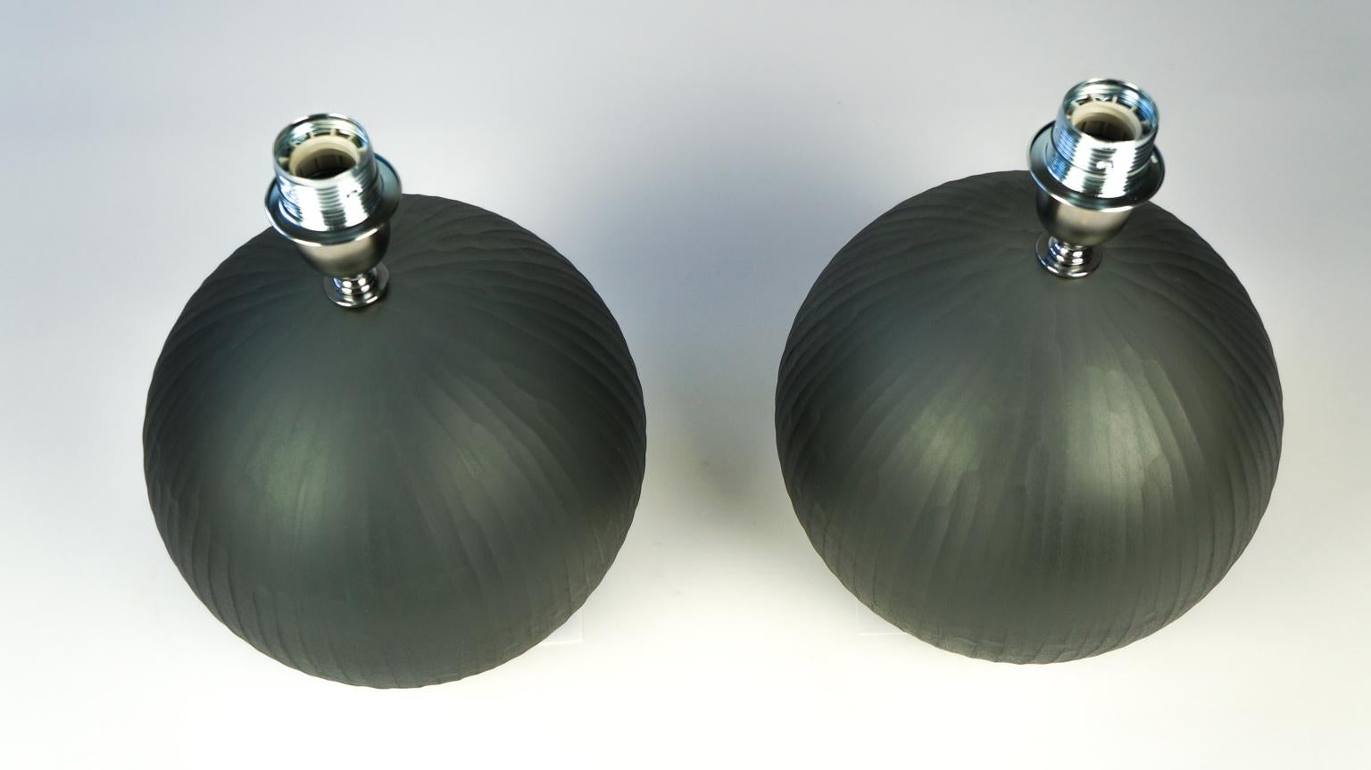 Hand-Crafted Alberto Donà Mid-Century Modern Grey Molato Two of Murano Glass Table Lamps 1998 For Sale