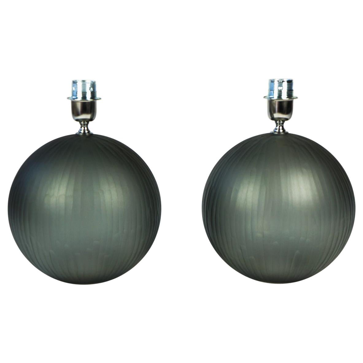 Alberto Donà Mid-Century Modern Grey Molato Two of Murano Glass Table Lamps 1998