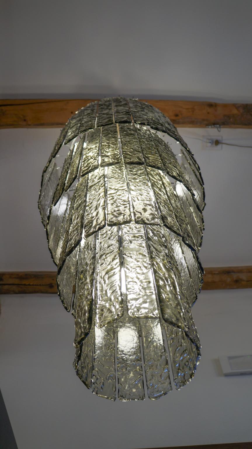 Alberto Donà Mid-Century Modern Grey Murano Glass Chandelier Four Levels, 1999 For Sale 10