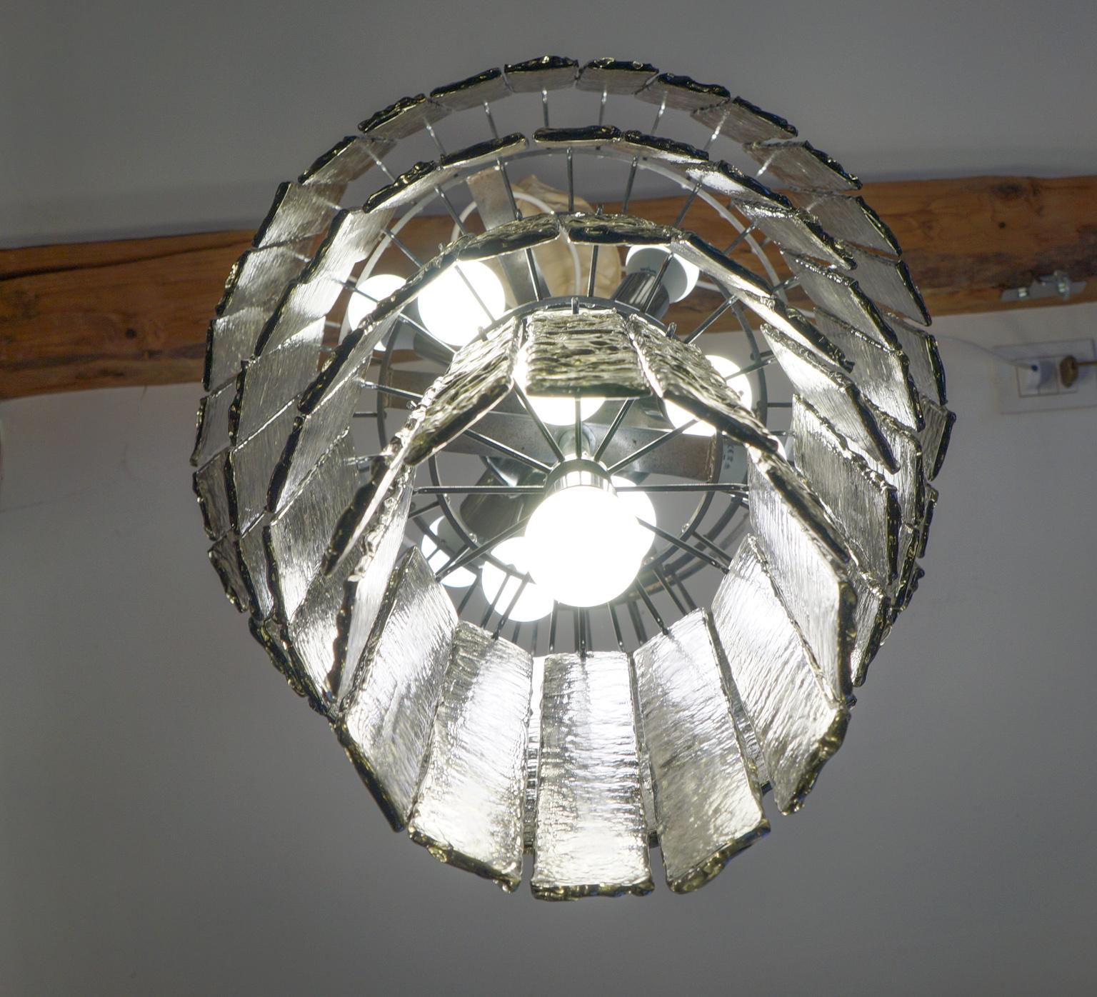 Alberto Donà Mid-Century Modern Grey Murano Glass Chandelier Four Levels, 1999 For Sale 11
