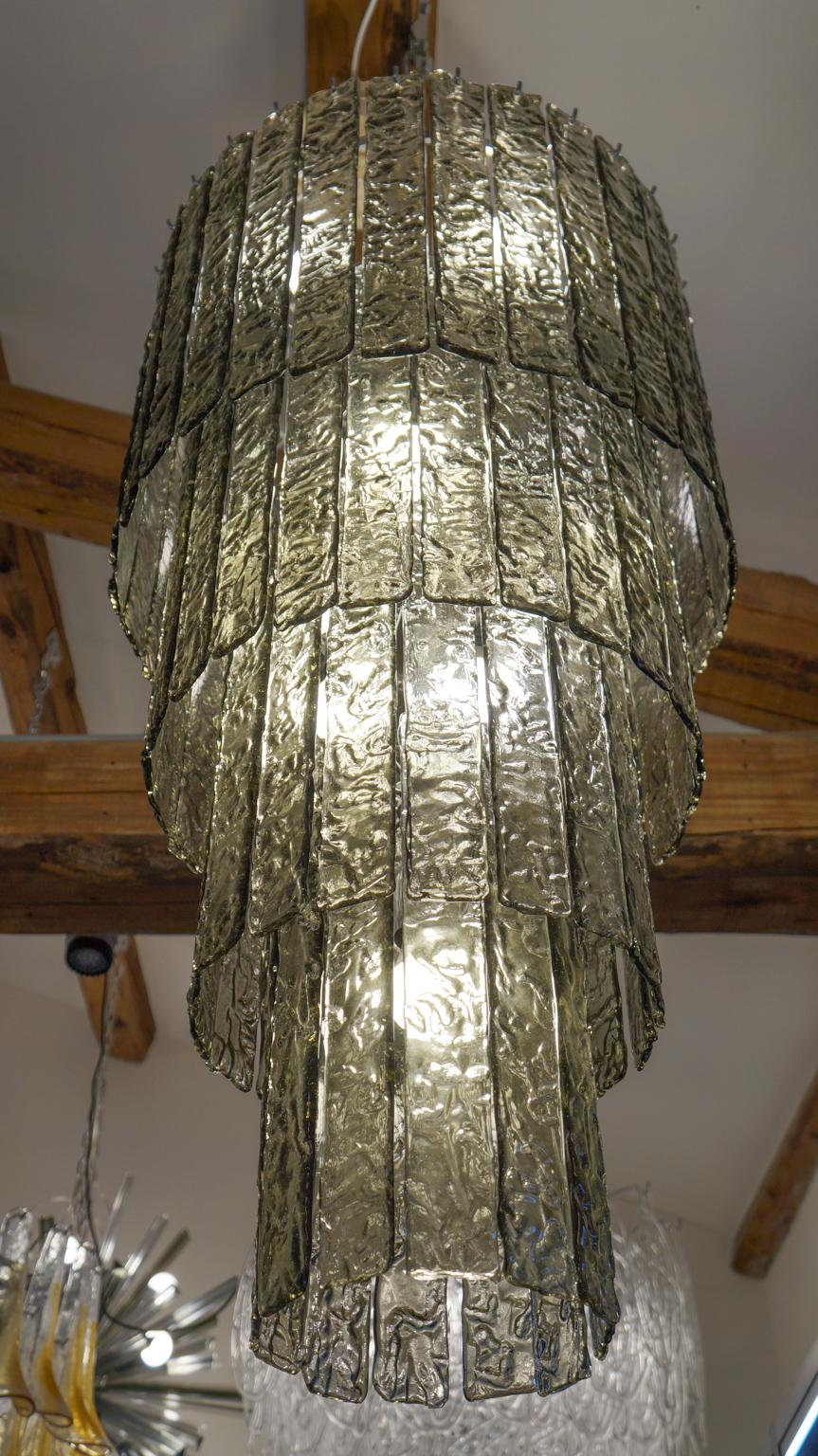 Alberto Donà Lampadario di metà secolo in vetro di Murano grigio Quattro livelli, 1999 in vendita 10