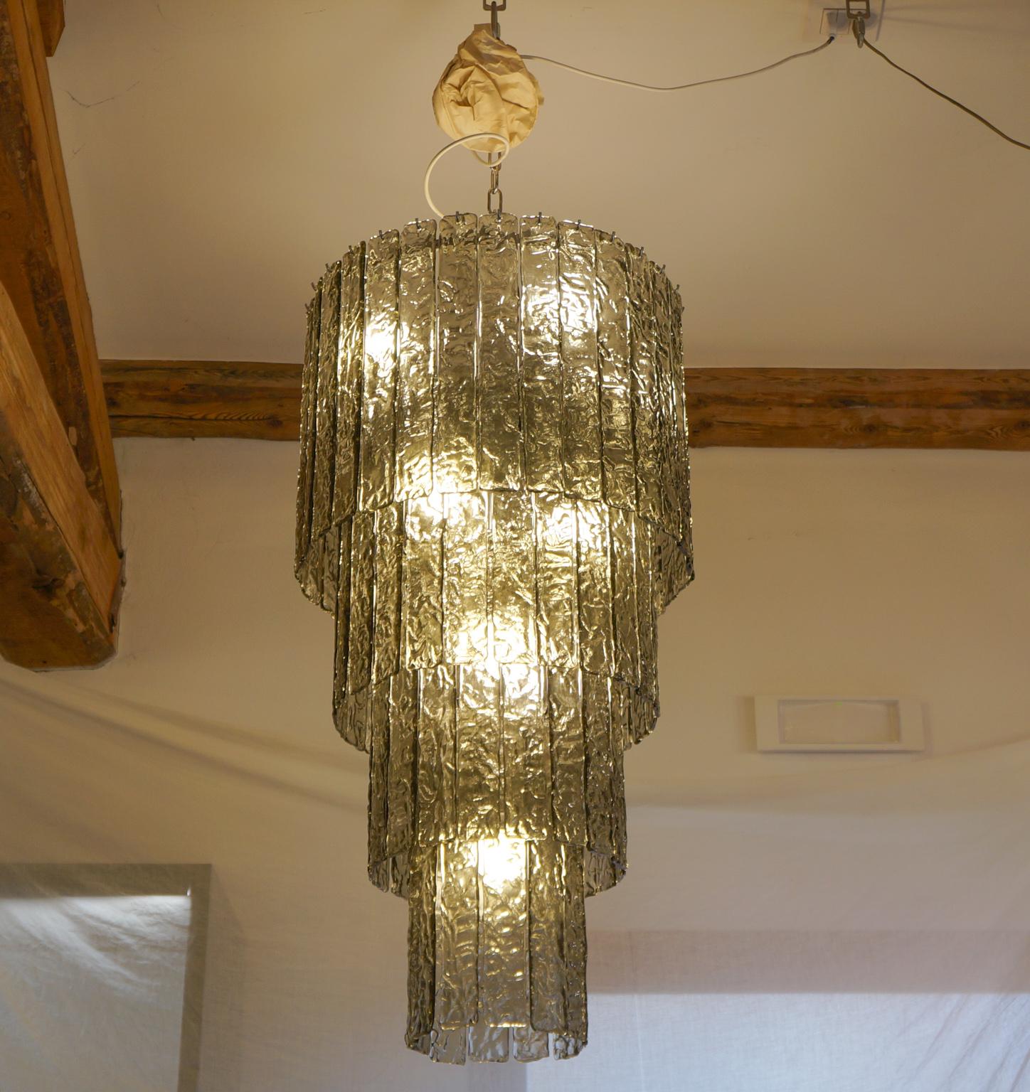 Alberto Donà Mid-Century Modern Grey Murano Glass Chandelier Four Levels, 1999 For Sale 13