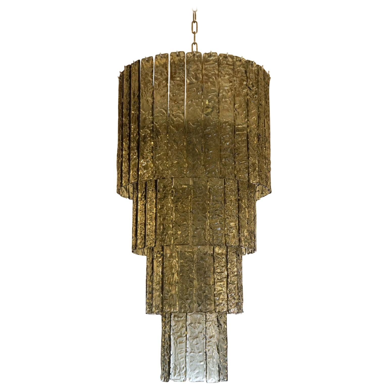 Alberto Donà Mid-Century Modern Grey Murano Glass Chandelier Four Levels, 1999 For Sale