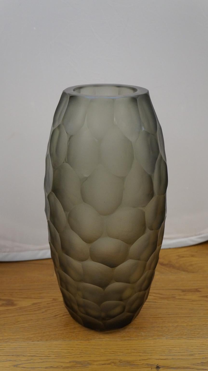 Alberto Donà Mid-Century Modern Grey Two Molato Murano Glass Vases Signed, 1999 For Sale 6