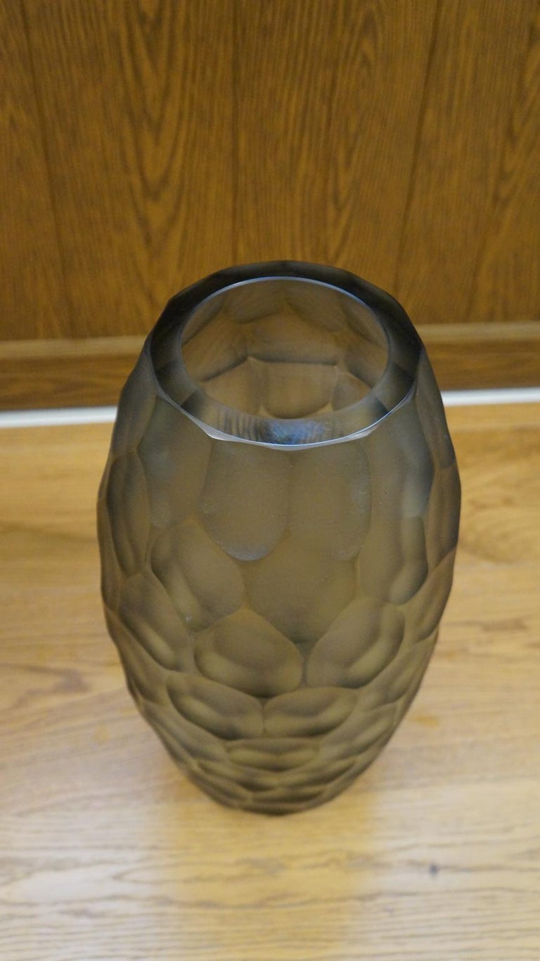 Alberto Donà Mid-Century Modern Grey Two Molato Murano Glass Vases Signed, 1999 For Sale 7