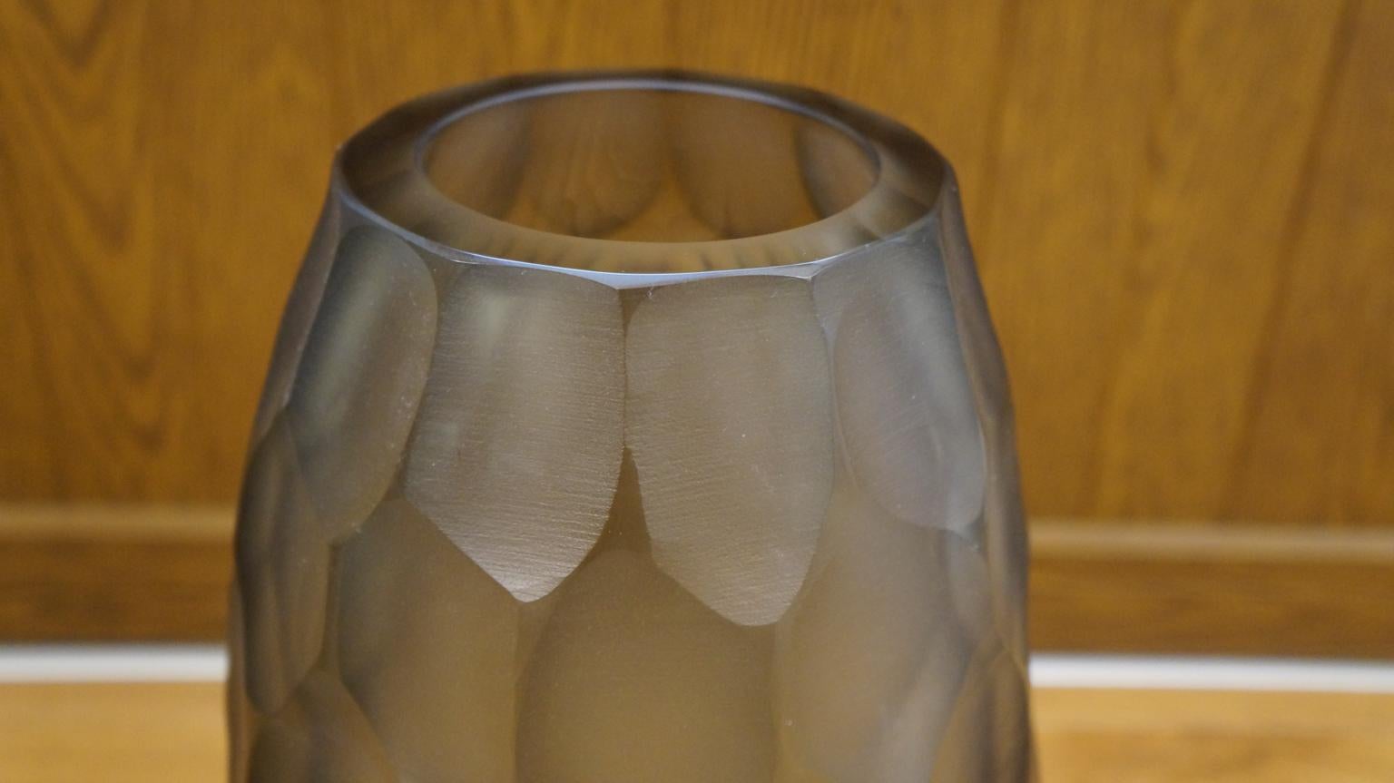 Alberto Donà Mid-Century Modern Grey Two Molato Murano Glass Vases Signed, 1999 For Sale 11
