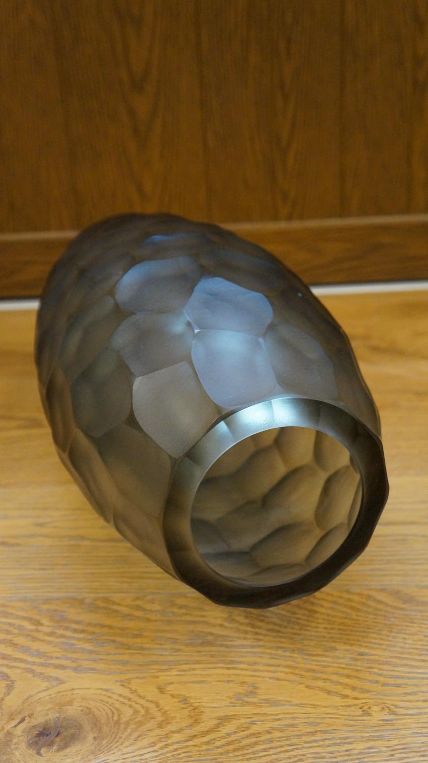 Alberto Donà Mid-Century Modern Grey Two Molato Murano Glass Vases Signed, 1999 For Sale 13