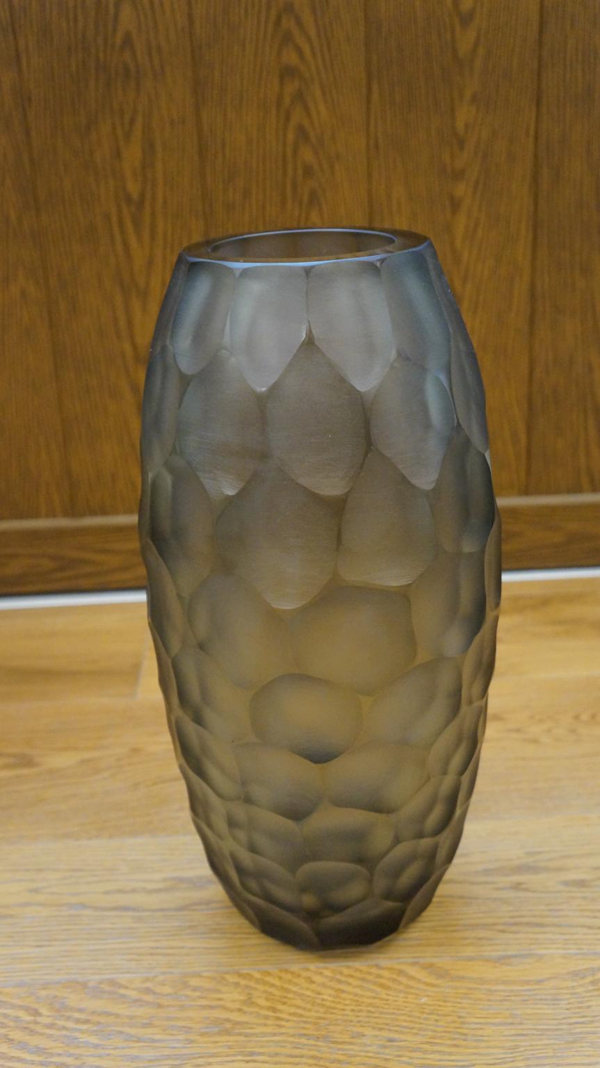 Alberto Donà Mid-Century Modern Grey Two Molato Murano Glass Vases Signed, 1999 For Sale 14