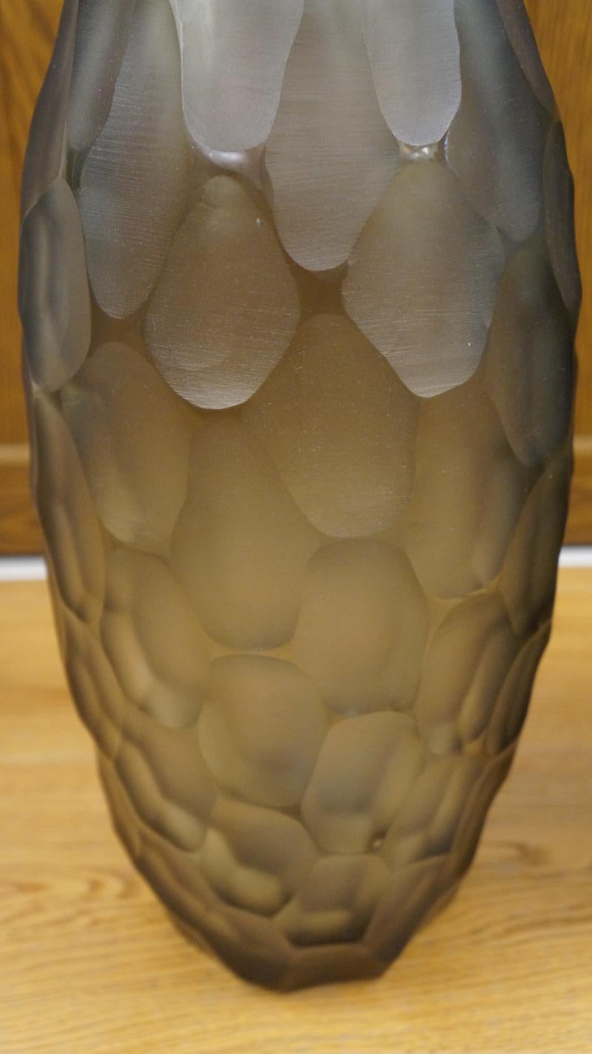 Alberto Donà Mid-Century Modern Grey Two Molato Murano Glass Vases Signed, 1999 For Sale 3