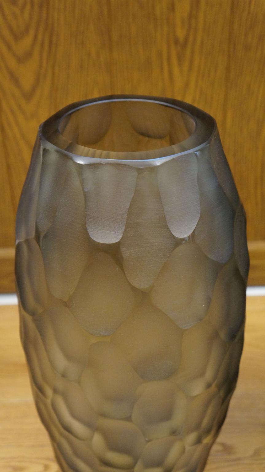 Alberto Donà Mid-Century Modern Grey Two Molato Murano Glass Vases Signed, 1999 For Sale 4