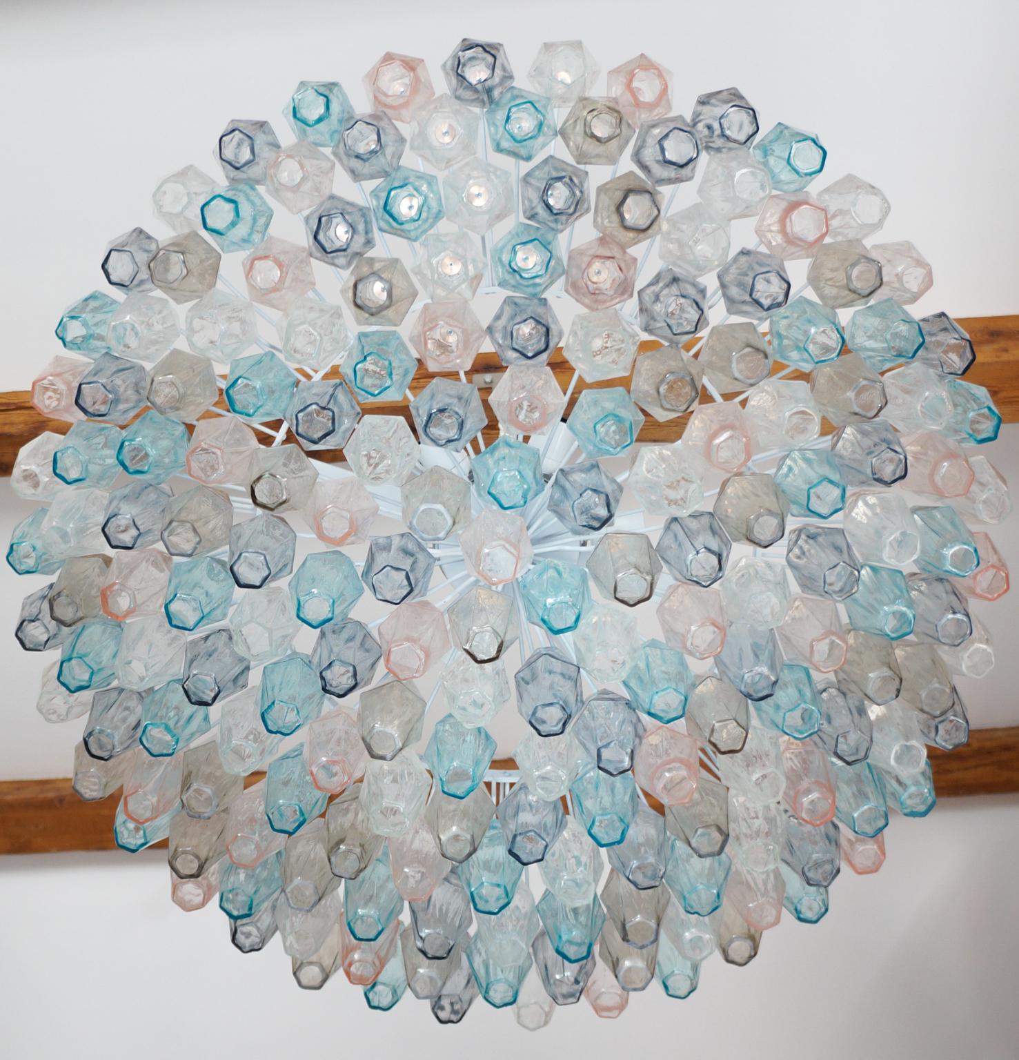 Hand-Crafted Alberto Donà Mid-Century Modern Italian Murano Glass Poliedri Chandelier, 1985 For Sale