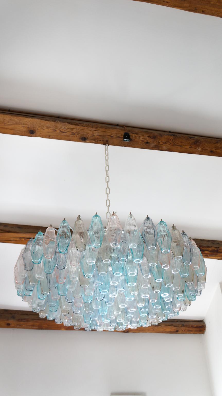 Late 20th Century Alberto Donà Mid-Century Modern Italian Murano Glass Poliedri Chandelier, 1985 For Sale