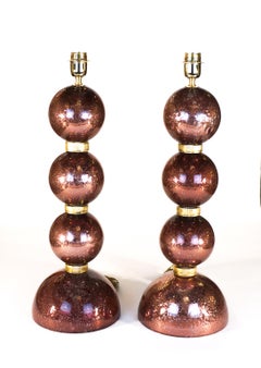 Alberto Donà Mid-Century Modern Italian Murano Glass Pair of Table Lamps, 1995s