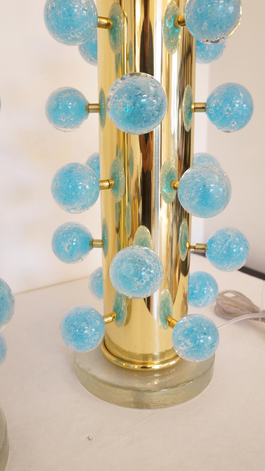 Alberto Donà Mid-Century Modern Light Blue Two Murano Glass Table Lamps, 1997 For Sale 4