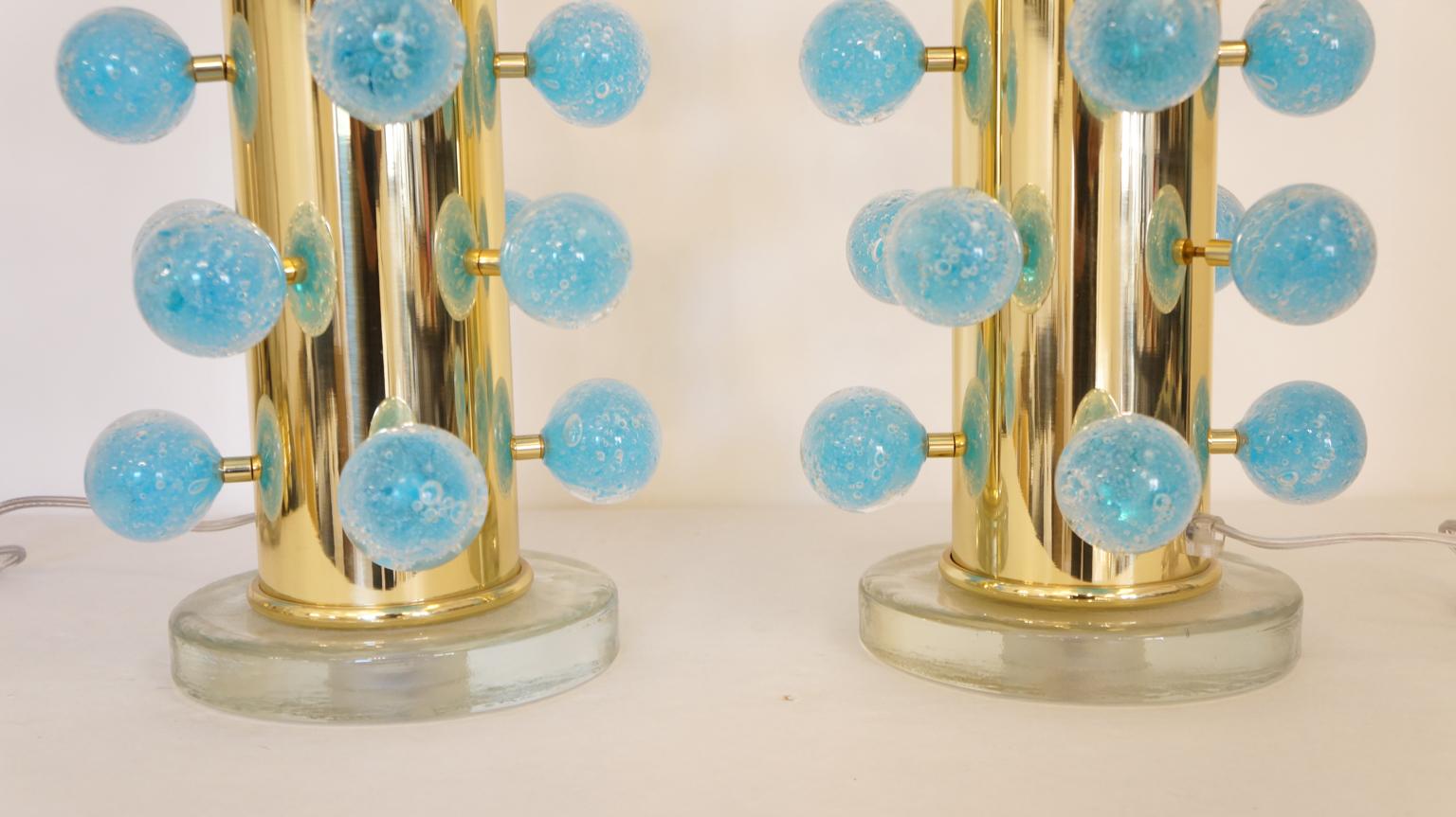 Alberto Donà Mid-Century Modern Light Blue Two Murano Glass Table Lamps, 1997 For Sale 10