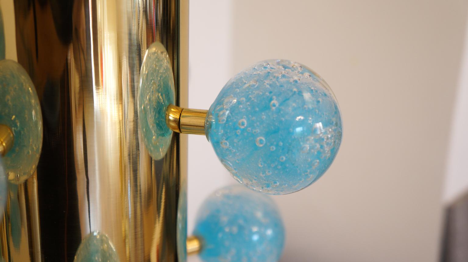 Late 20th Century Alberto Donà Mid-Century Modern Light Blue Two Murano Glass Table Lamps, 1997 For Sale