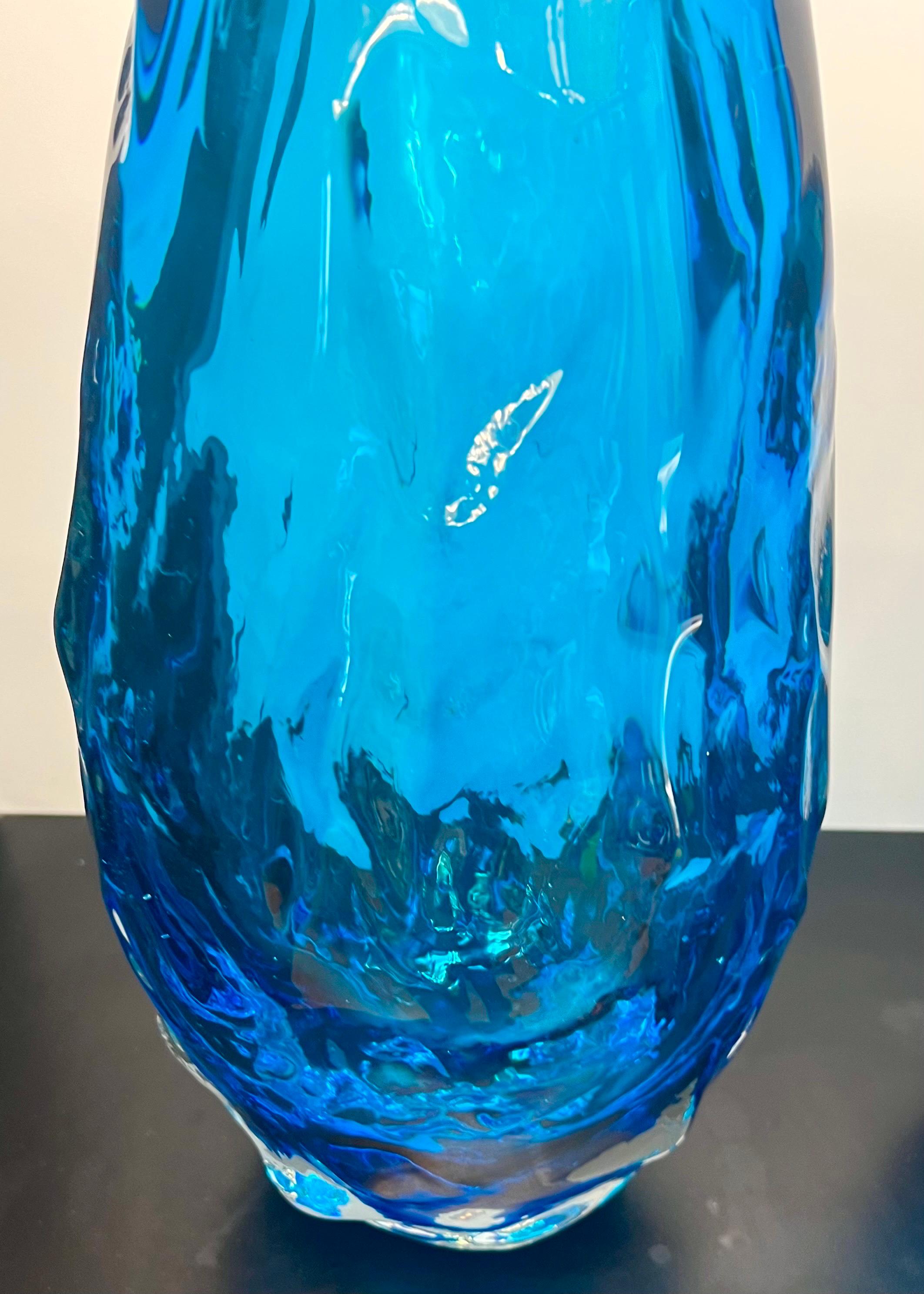 Alberto Donà Lámparas de sobremesa modernas de mediados de siglo de cristal de Murano azul claro dos 2024 en venta 4