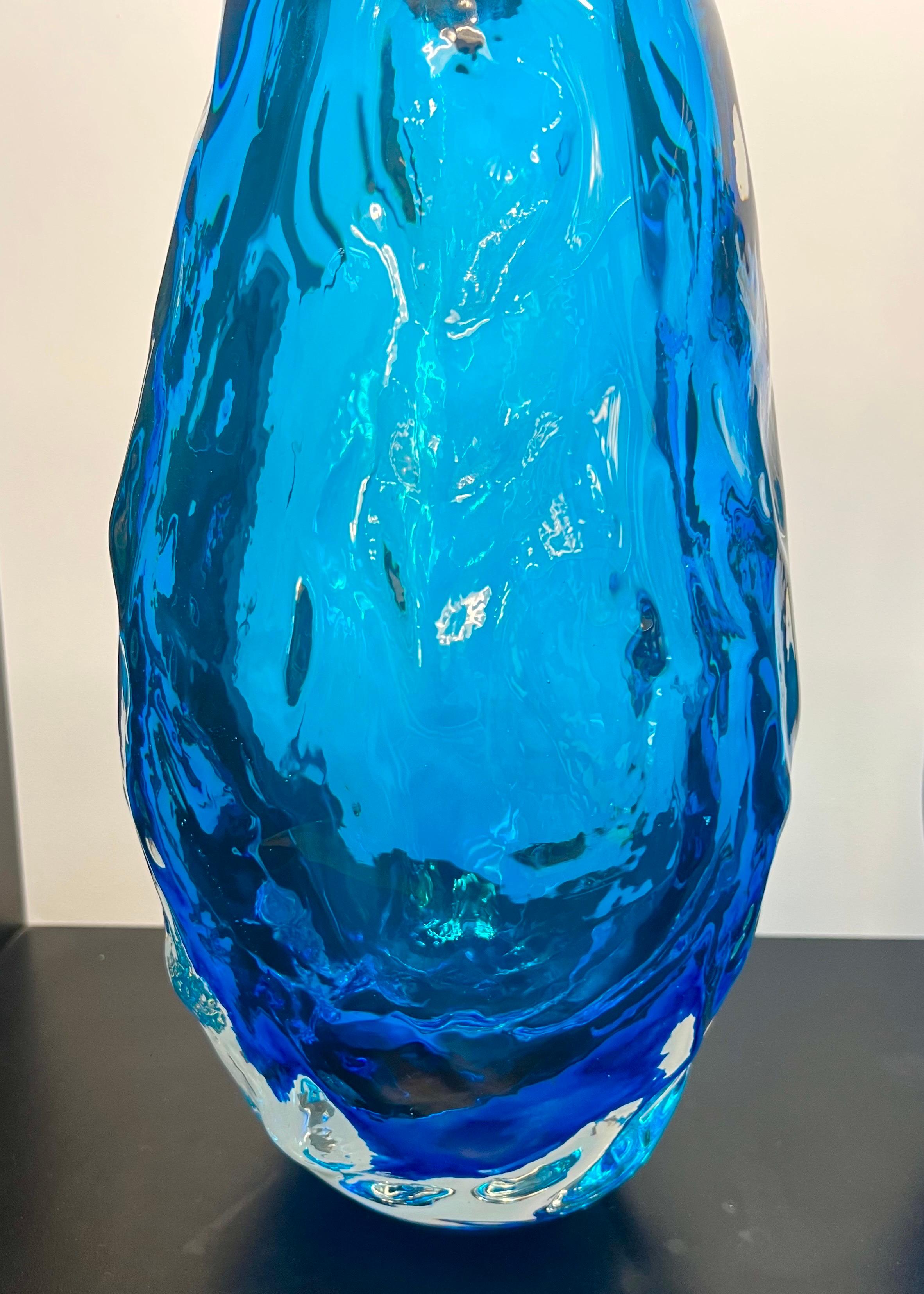 Alberto Donà Lámparas de sobremesa modernas de mediados de siglo de cristal de Murano azul claro dos 2024 en venta 5