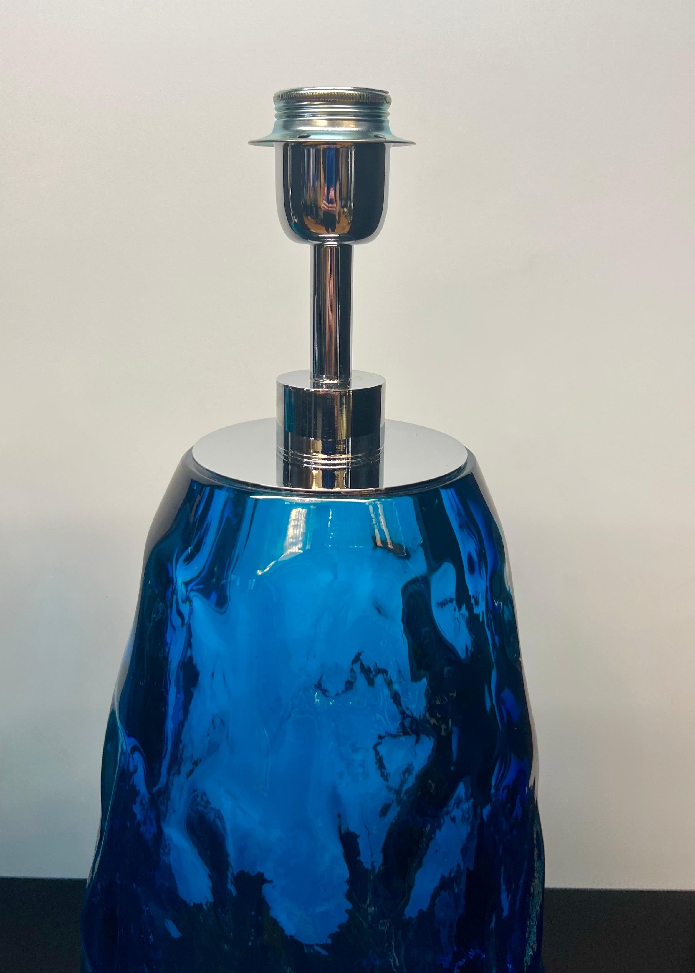 Alberto Donà Lámparas de sobremesa modernas de mediados de siglo de cristal de Murano azul claro dos 2024 Siglo XXI y contemporáneo en venta