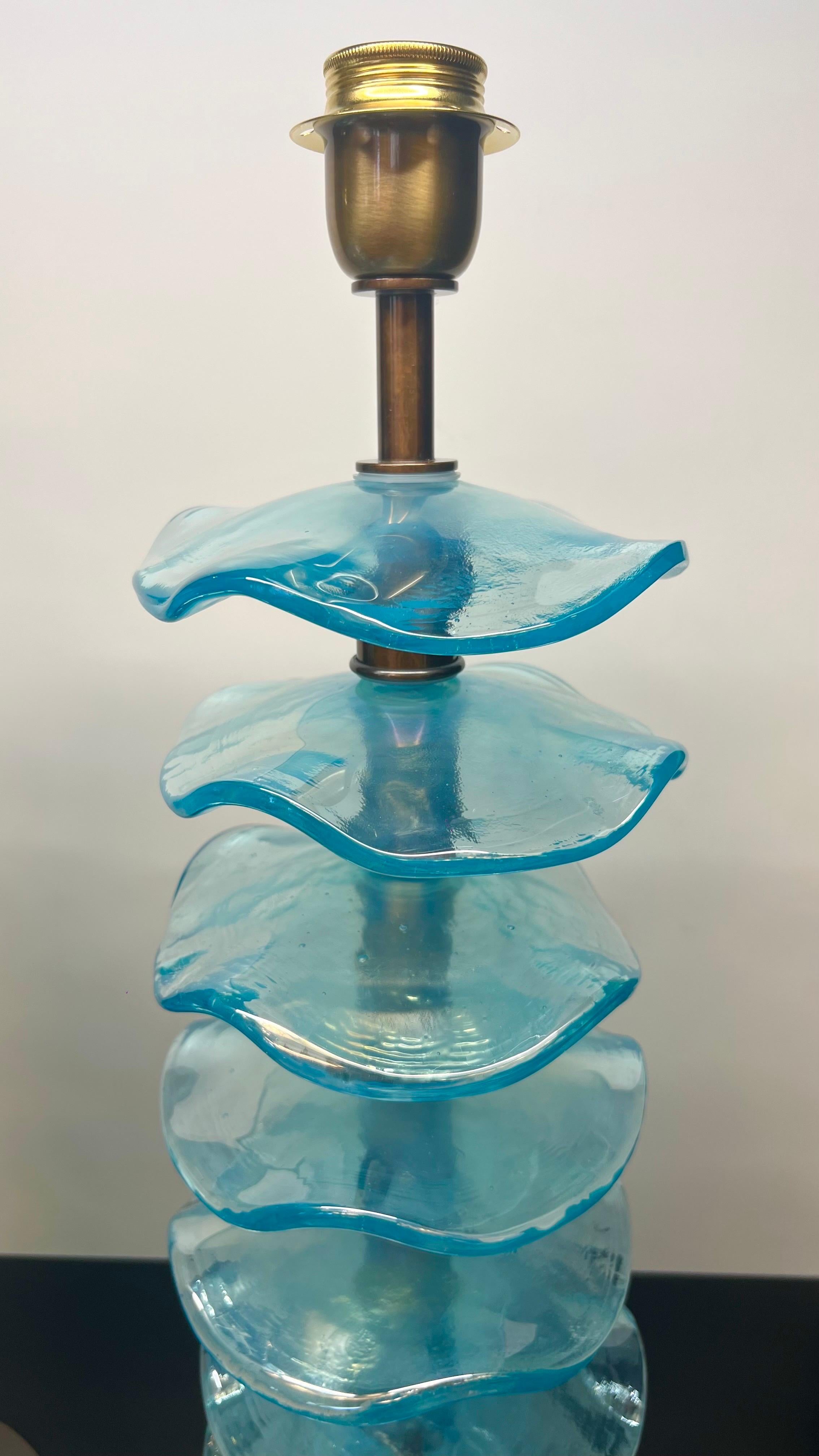 Vetro artistico Alberto Donà - Due lampade da tavolo in vetro di Murano, azzurro, metà del secolo scorso 2024 in vendita