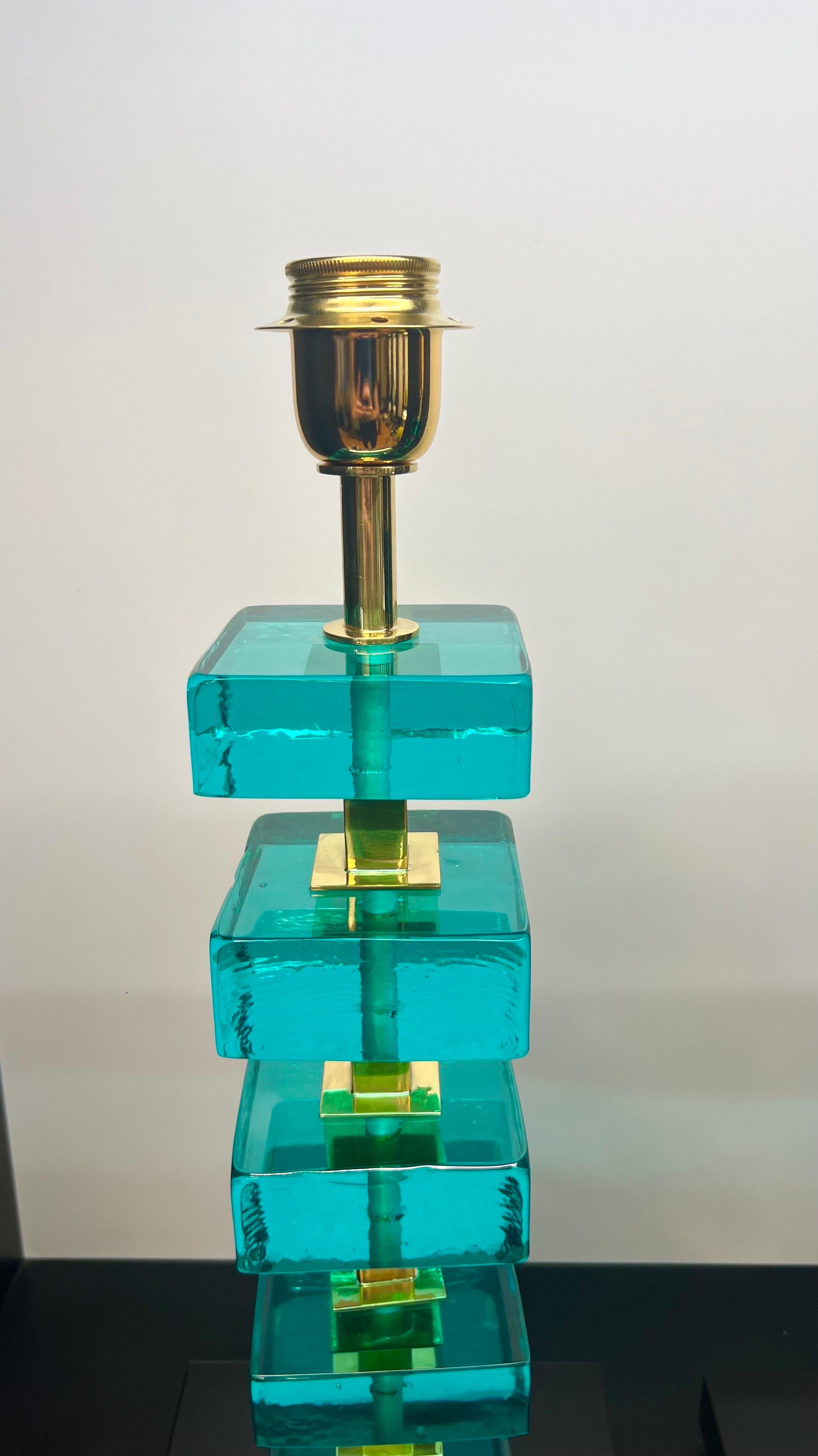 Alberto Donà Lampes de table en verre de Murano, vertes et marines, du milieu du siècle 2024 en vente 4