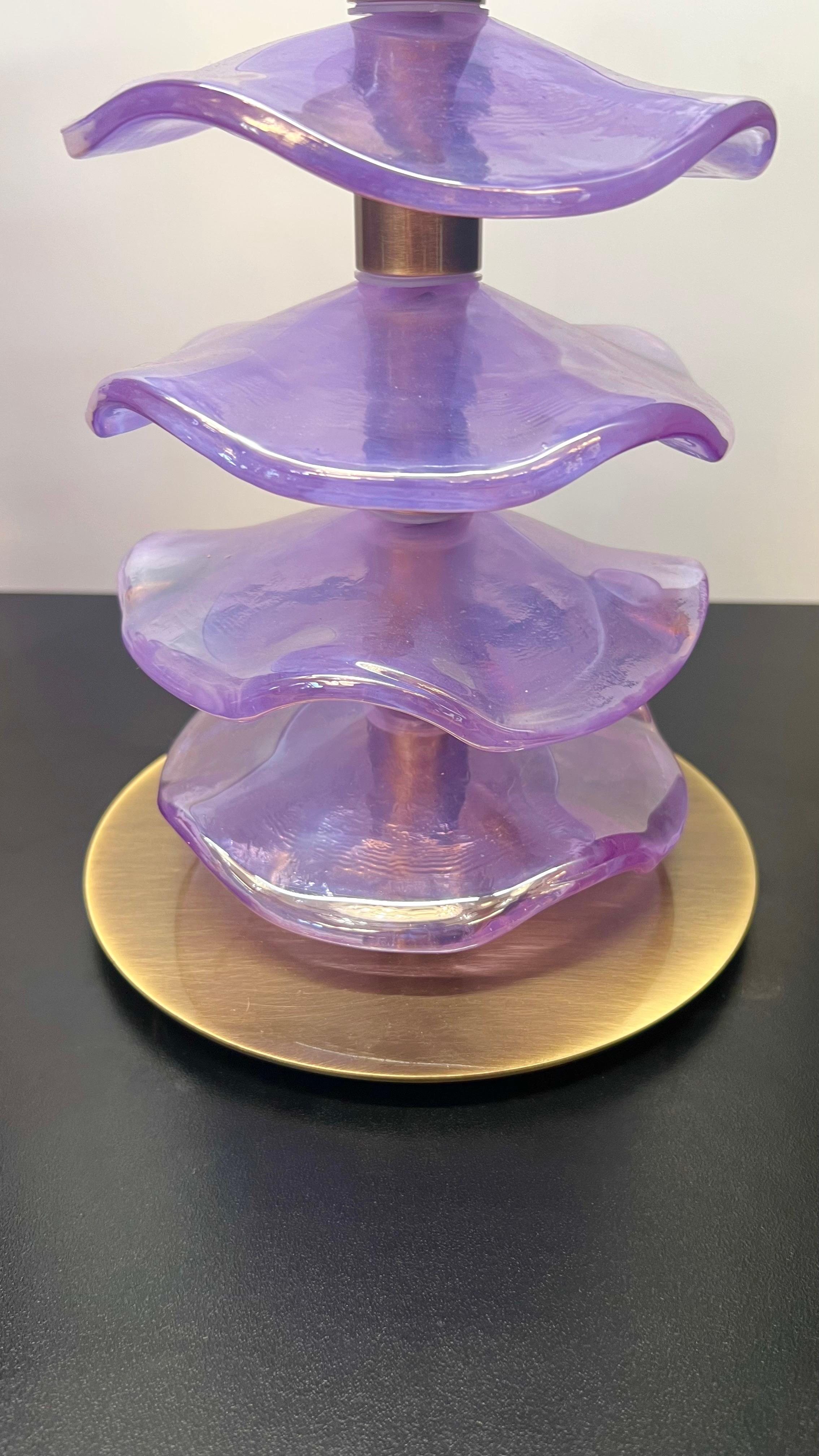 Alberto Donà Mid-Century Modern Purple Zwei Murano Glas Tischlampen 2024 im Angebot 3