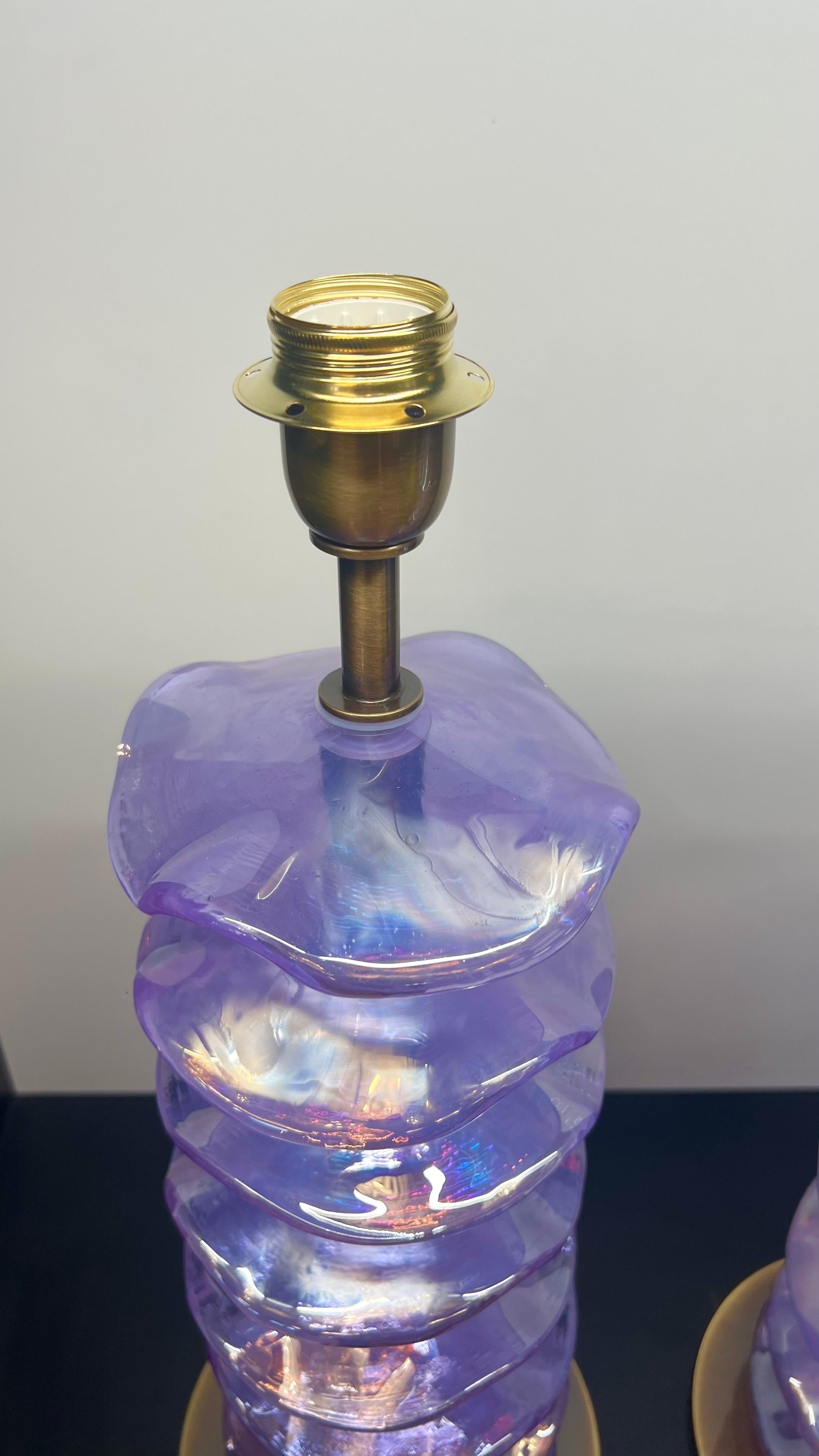 Alberto Donà Mid-Century Modern Purple Zwei Murano Glas Tischlampen 2024 im Angebot 4