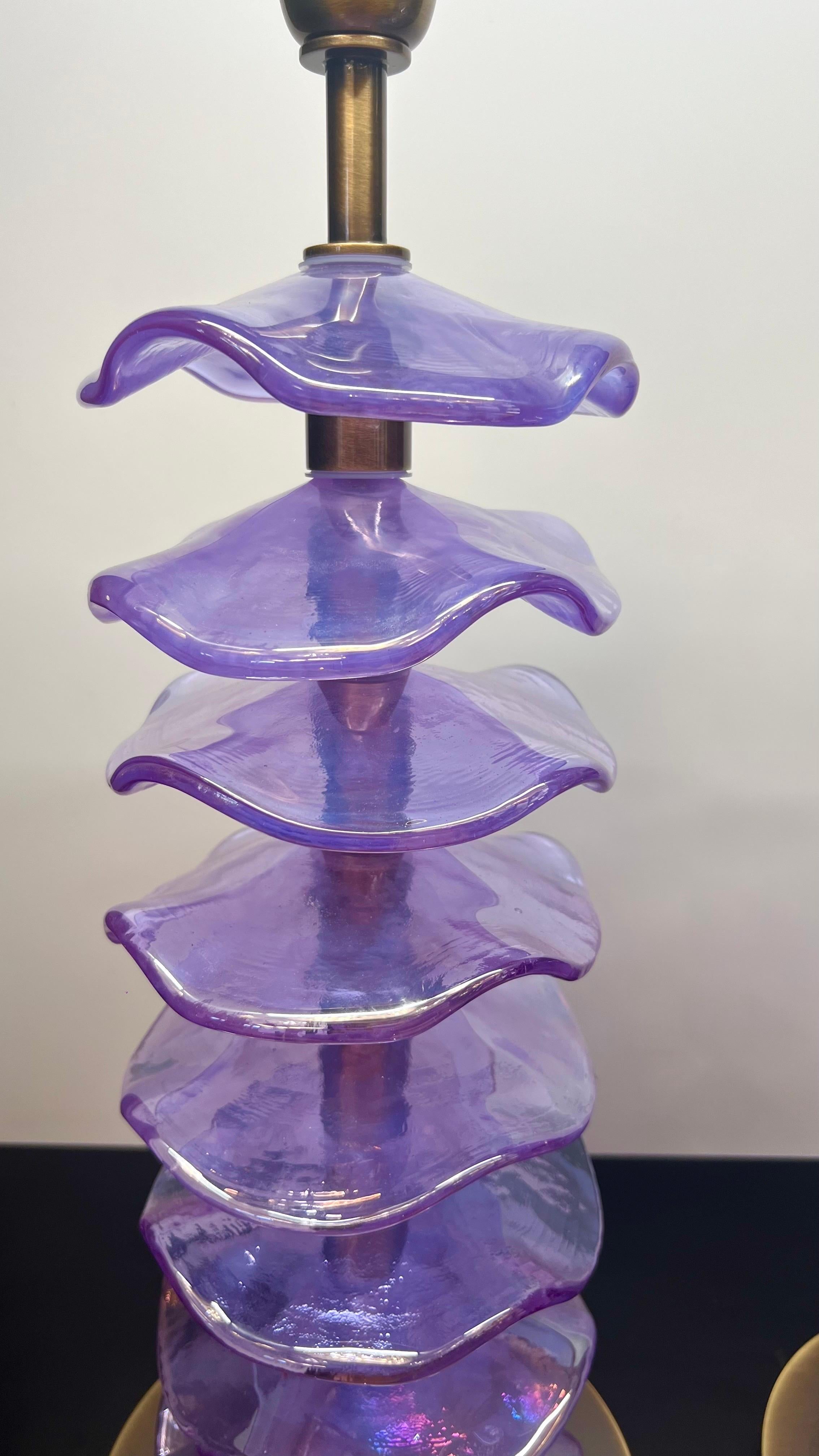 Alberto Donà Mid-Century Modern Purple Zwei Murano Glas Tischlampen 2024 im Angebot 5