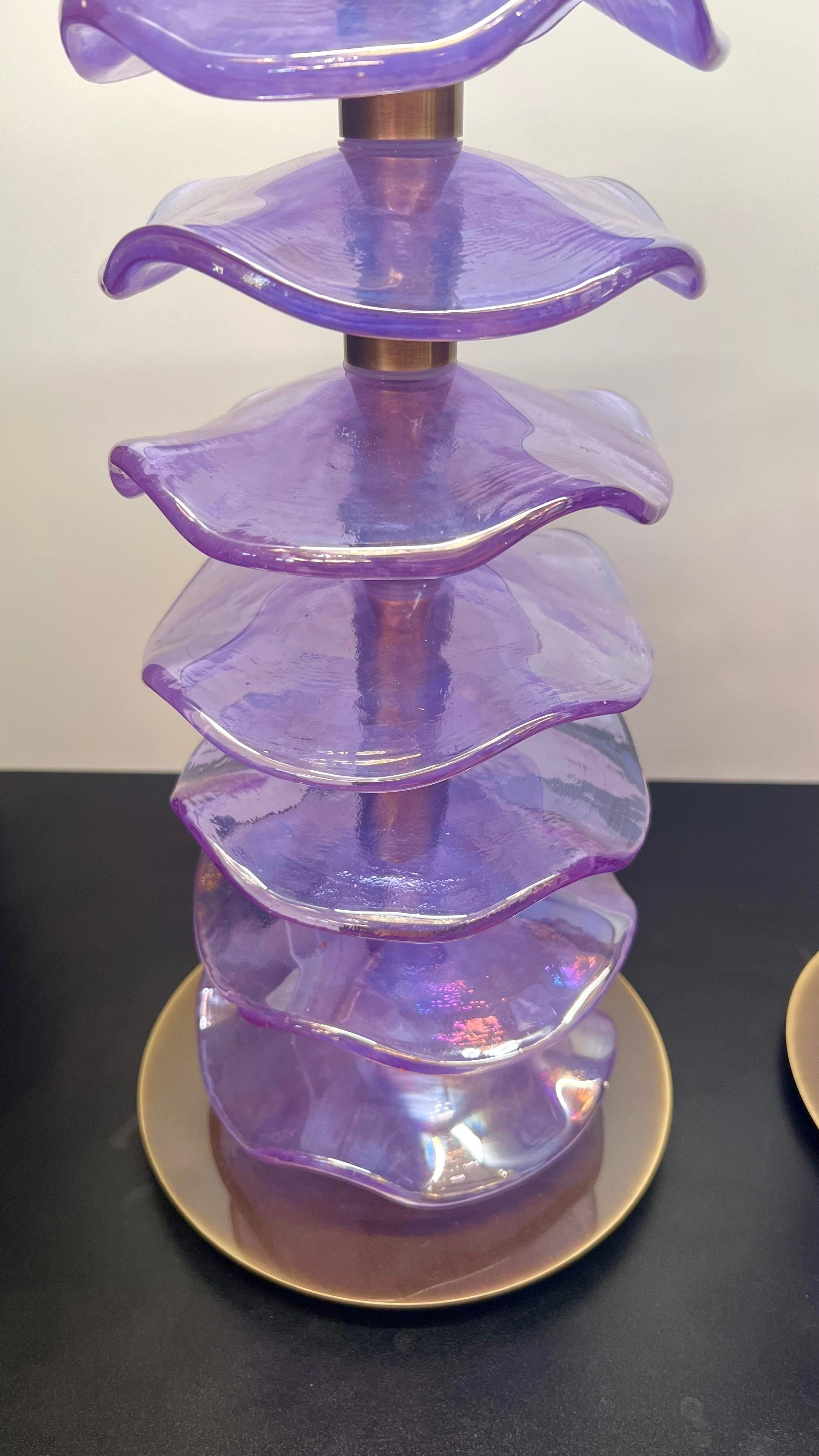Alberto Donà Mid-Century Modern Purple Zwei Murano Glas Tischlampen 2024 im Angebot 6