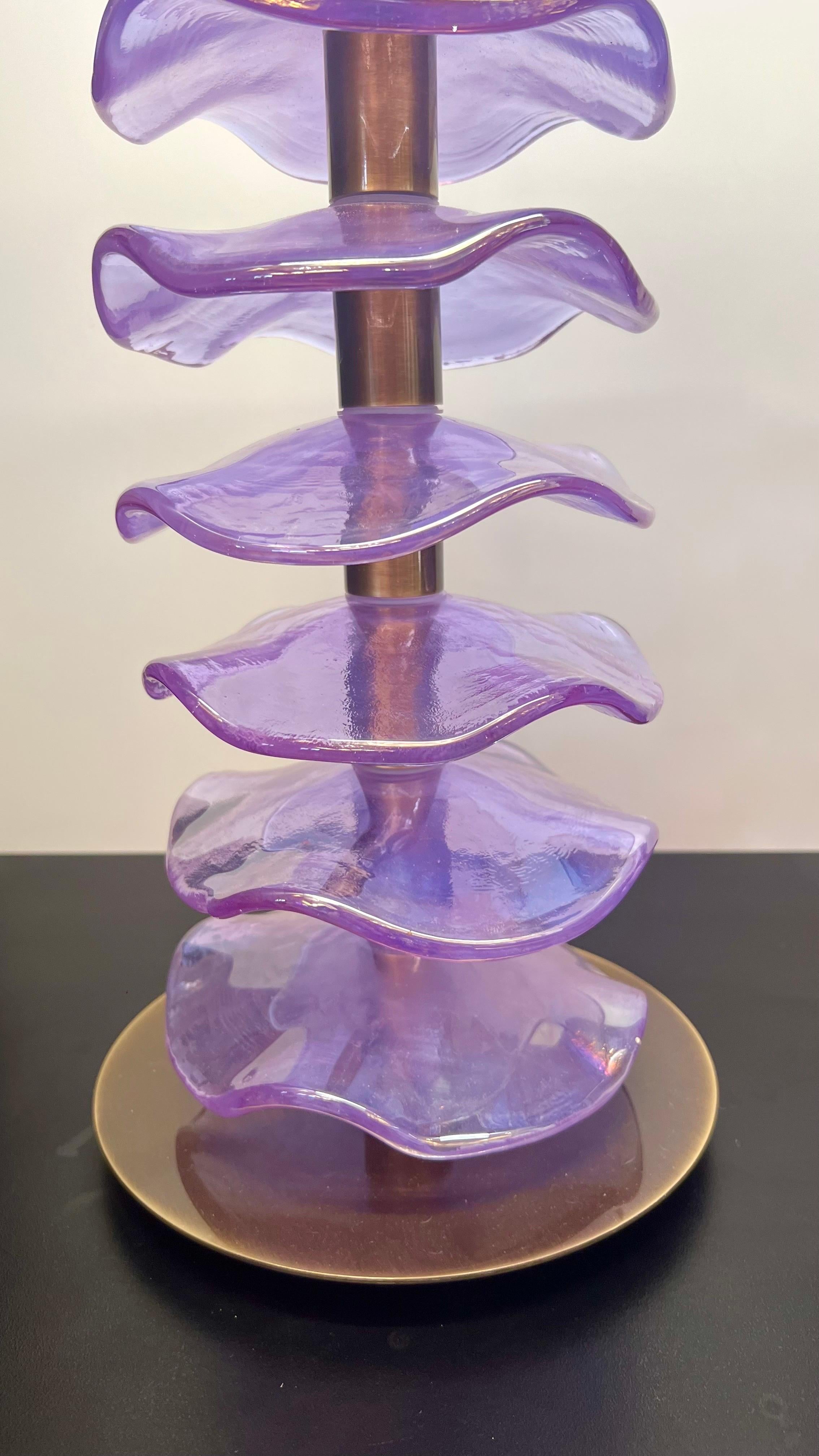 Alberto Donà Mid-Century Modern Purple Zwei Murano Glas Tischlampen 2024 im Angebot 7