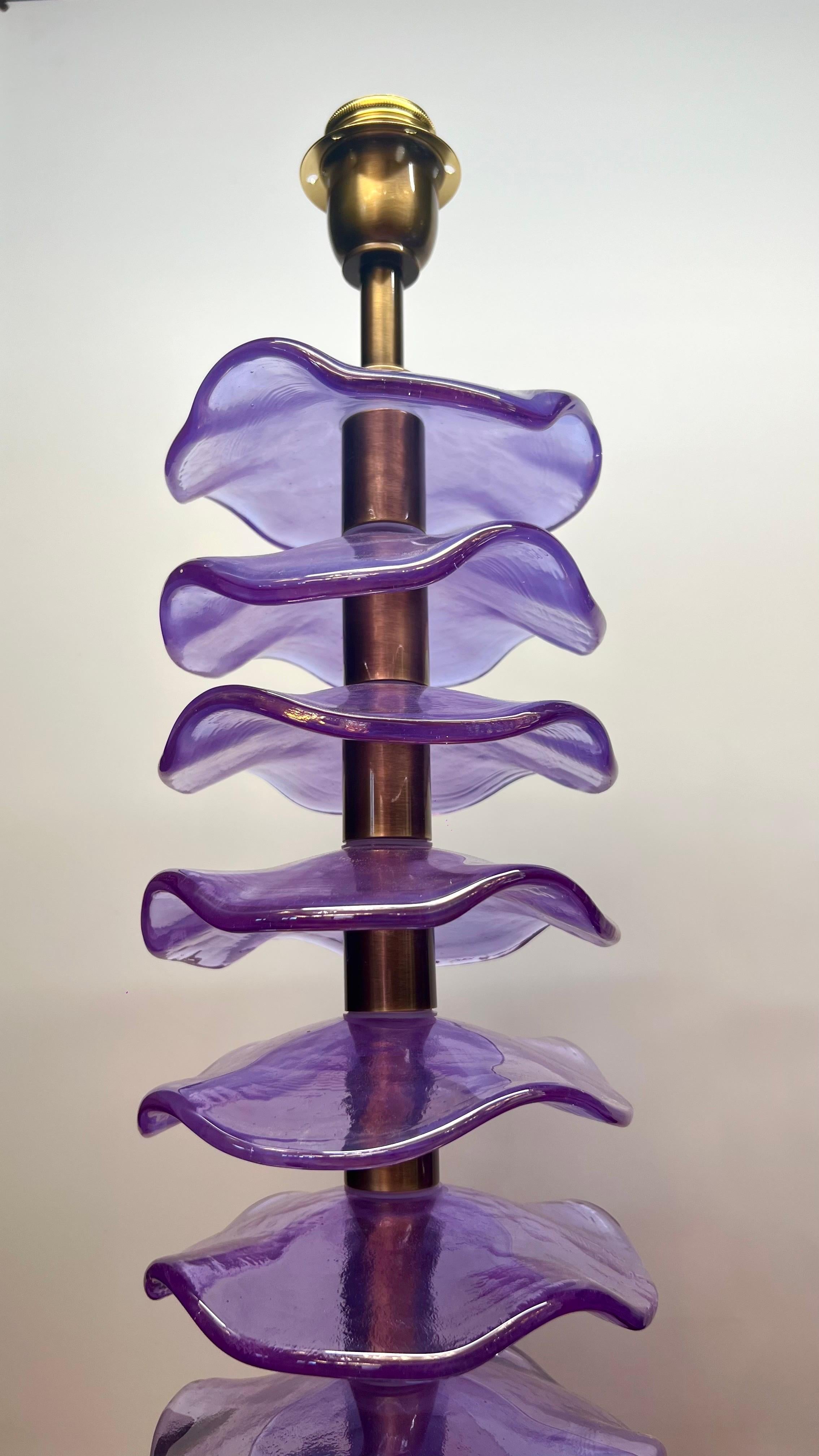 Alberto Donà Mid-Century Modern Purple Zwei Murano Glas Tischlampen 2024 im Angebot 8