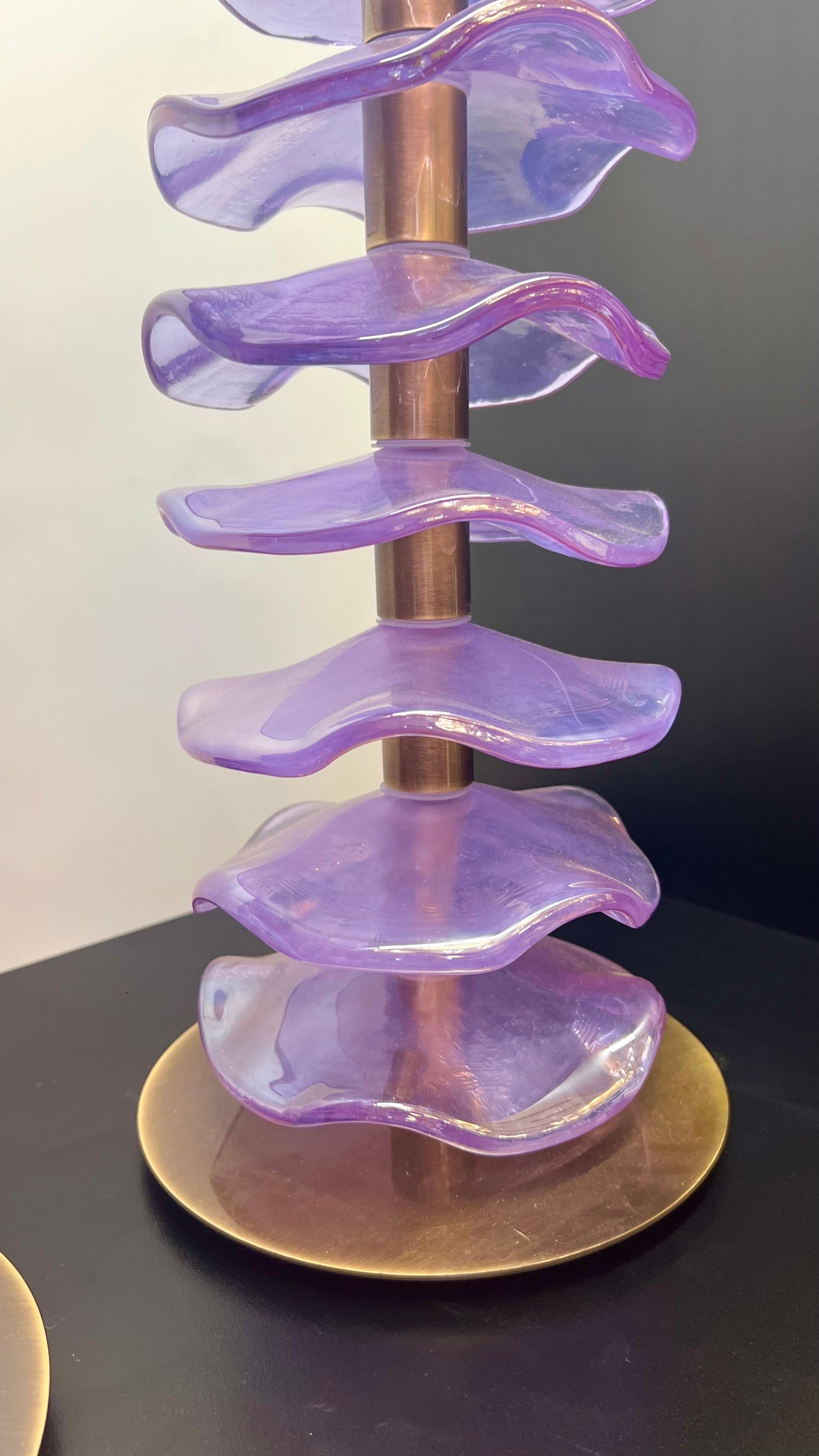 Alberto Donà Mid-Century Modern Purple Zwei Murano Glas Tischlampen 2024 im Angebot 9