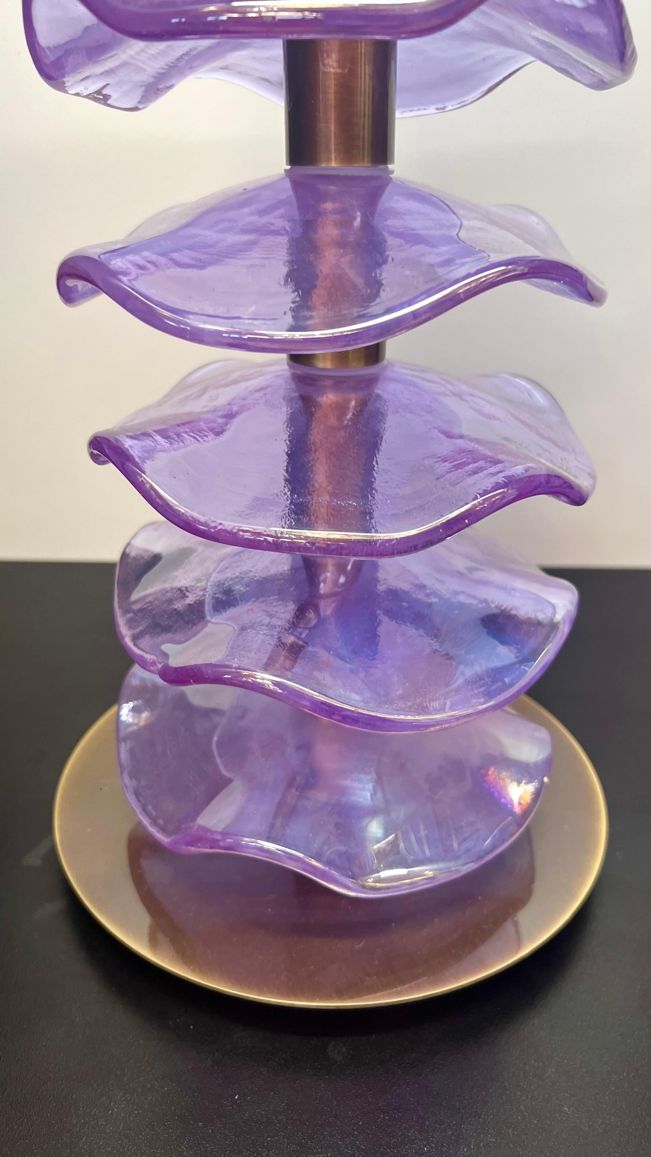 Alberto Donà Mid-Century Modern Purple Zwei Murano Glas Tischlampen 2024 im Angebot 10