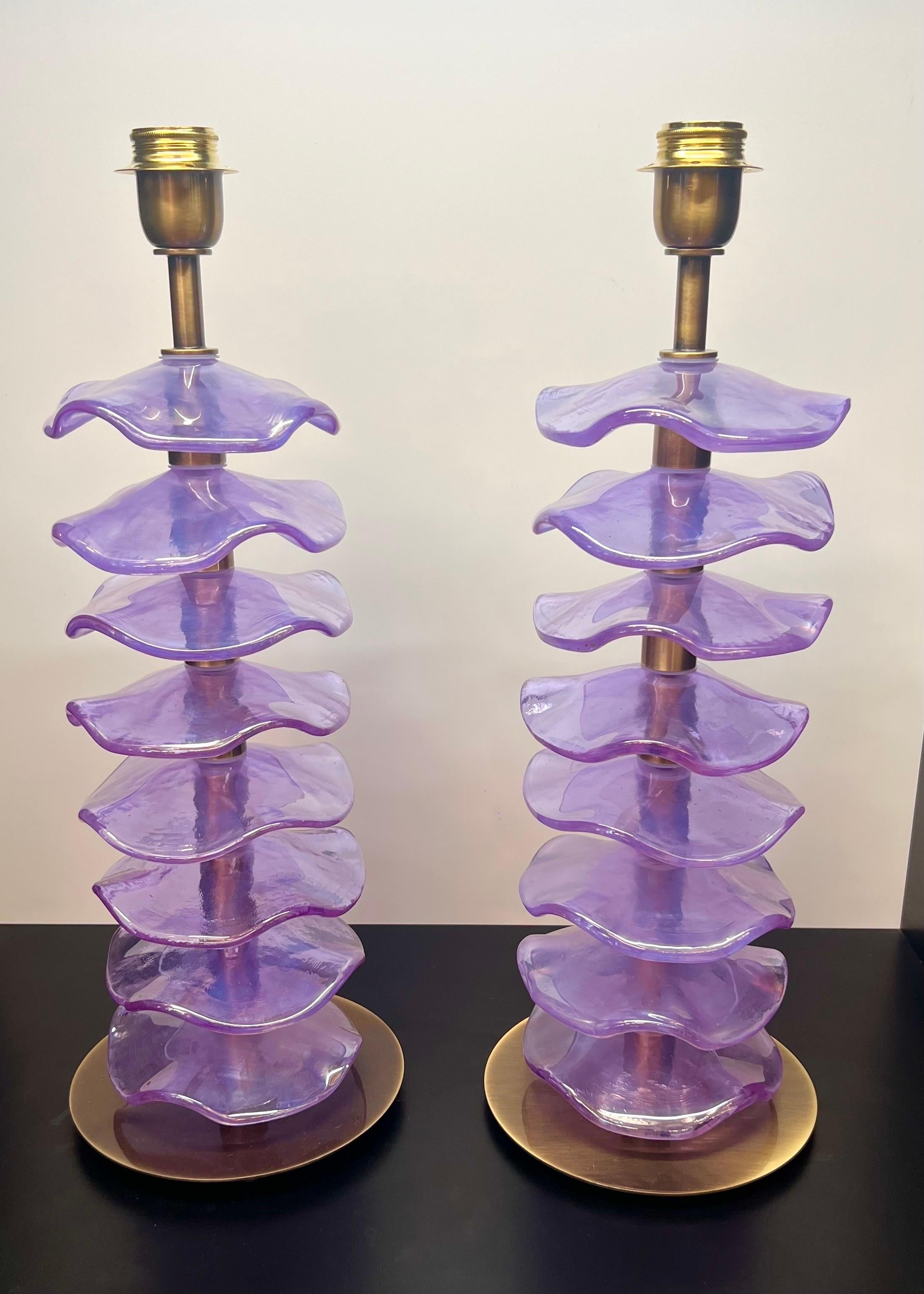 Alberto Donà Mid-Century Modern Purple Zwei Murano Glas Tischlampen 2024 (Italienisch) im Angebot