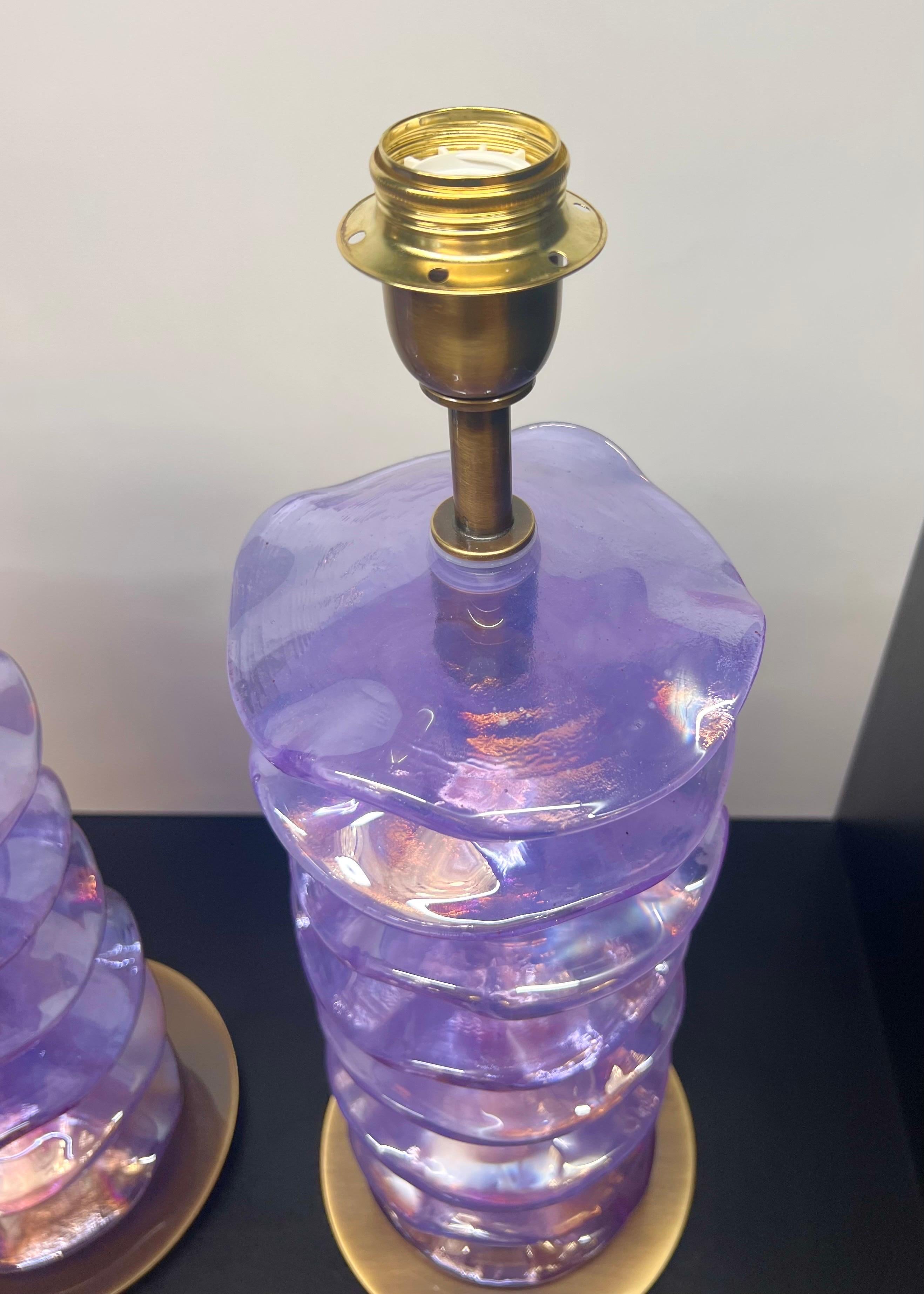 Alberto Donà Mid-Century Modern Purple Zwei Murano Glas Tischlampen 2024 (21. Jahrhundert und zeitgenössisch) im Angebot