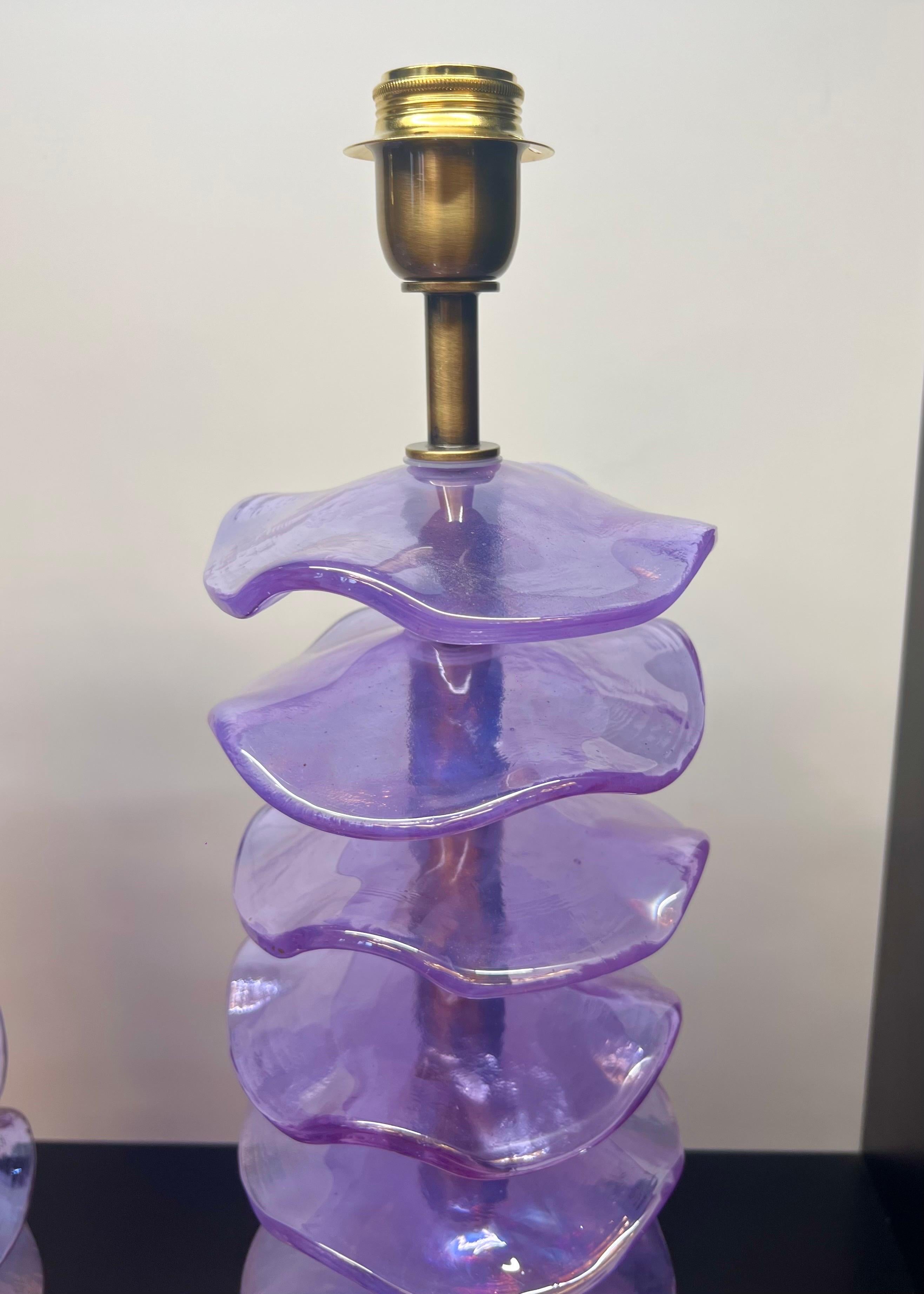 Alberto Donà Mid-Century Modern Purple Zwei Murano Glas Tischlampen 2024 (Glaskunst) im Angebot