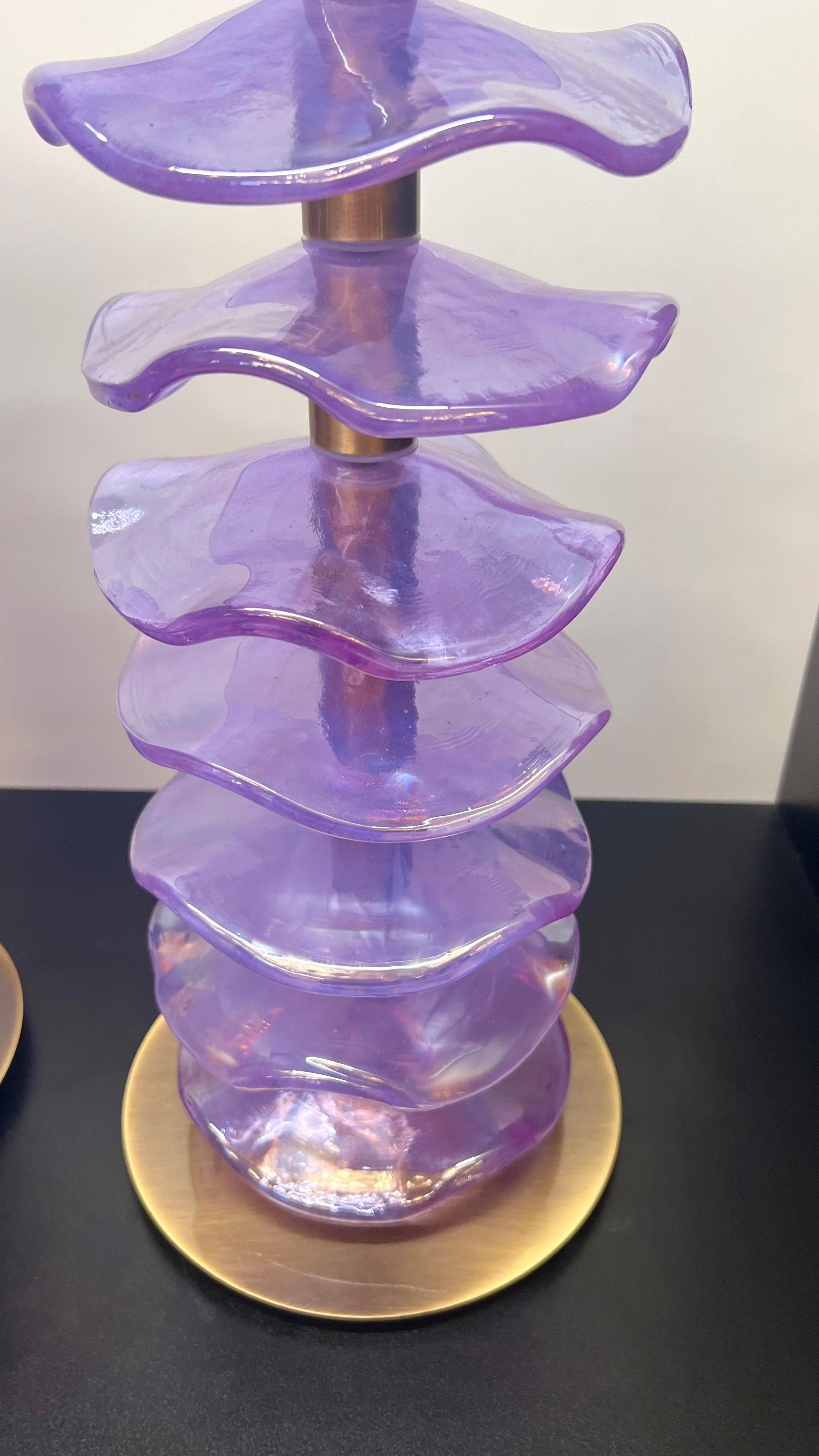 Alberto Donà Mid-Century Modern Purple Zwei Murano Glas Tischlampen 2024 im Angebot 1
