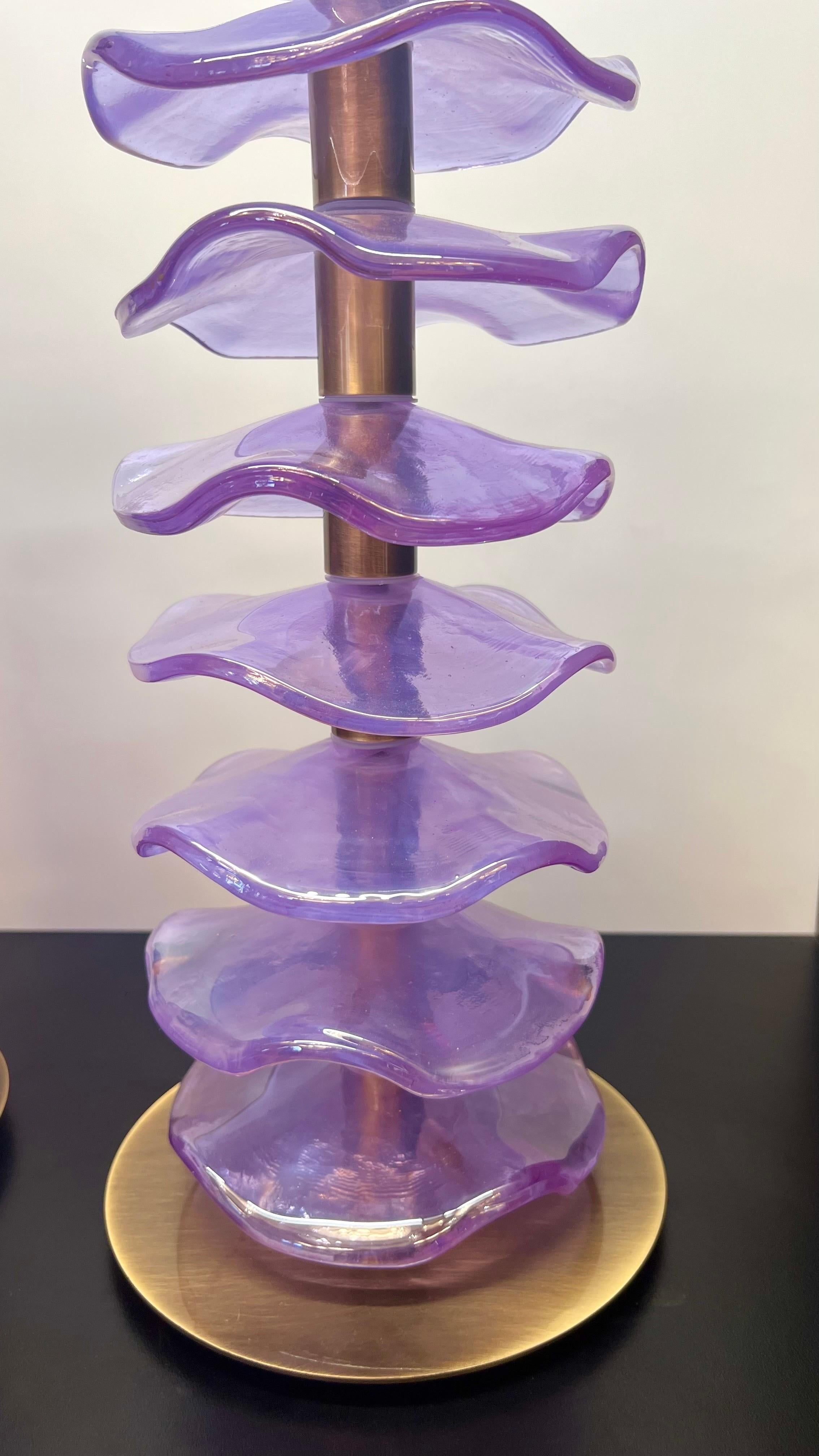 Alberto Donà Mid-Century Modern Purple Zwei Murano Glas Tischlampen 2024 im Angebot 2