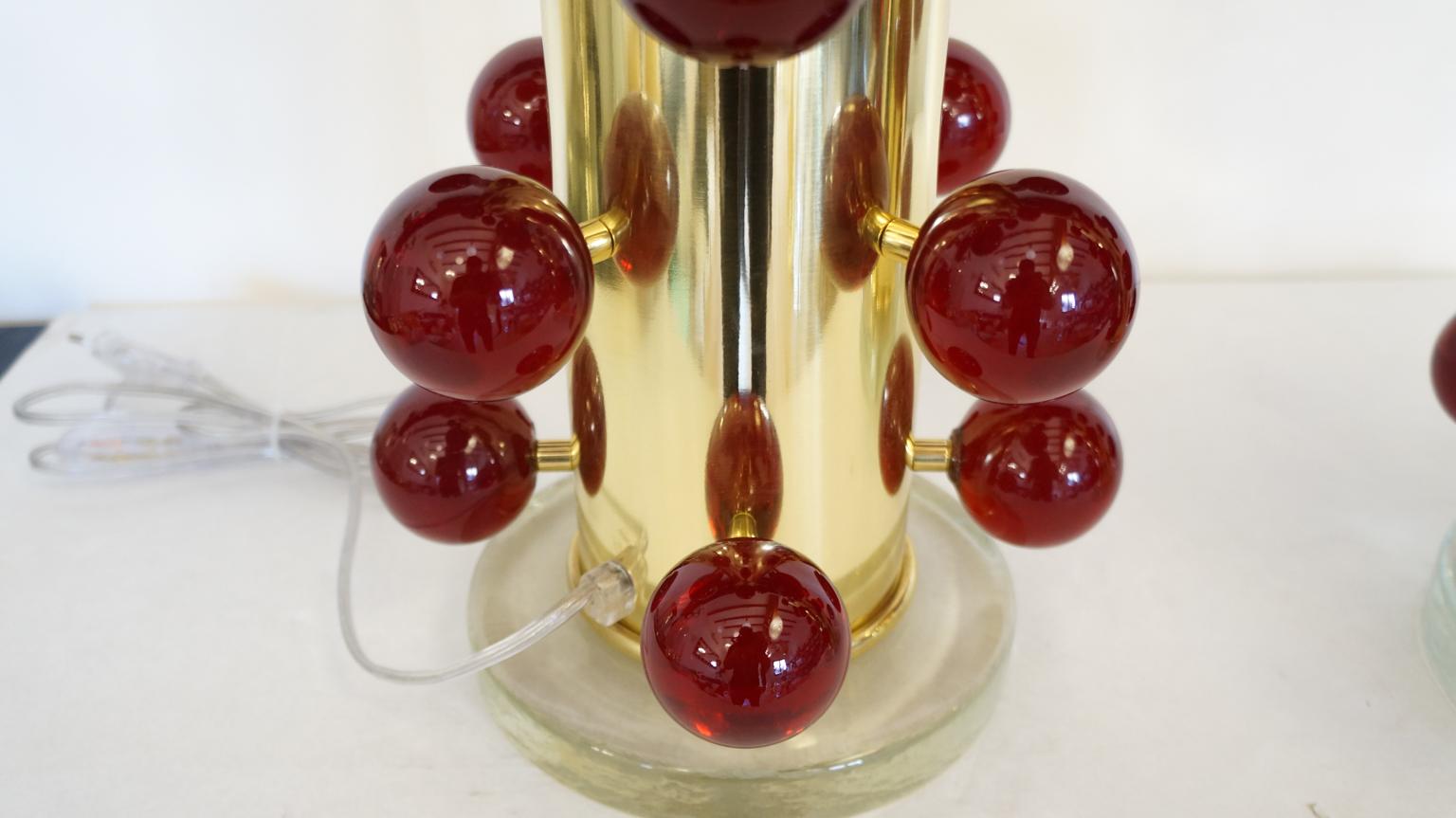 Alberto Donà Mid-Century Modern Red Two Murano Glass Table Lamps, 1997 For Sale 10