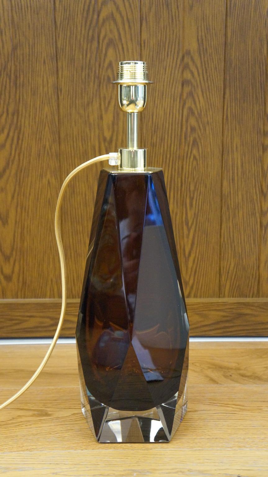 Alberto Donà Mid-Century Modern Tobacco Two of Murano Glass Table Lamps, 1995 For Sale 12