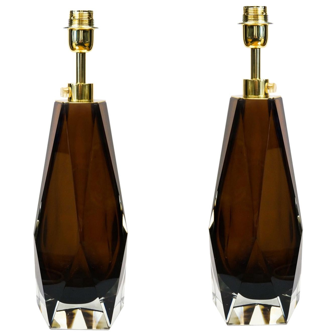 Alberto Donà Lámparas de mesa de cristal de Murano, 1995