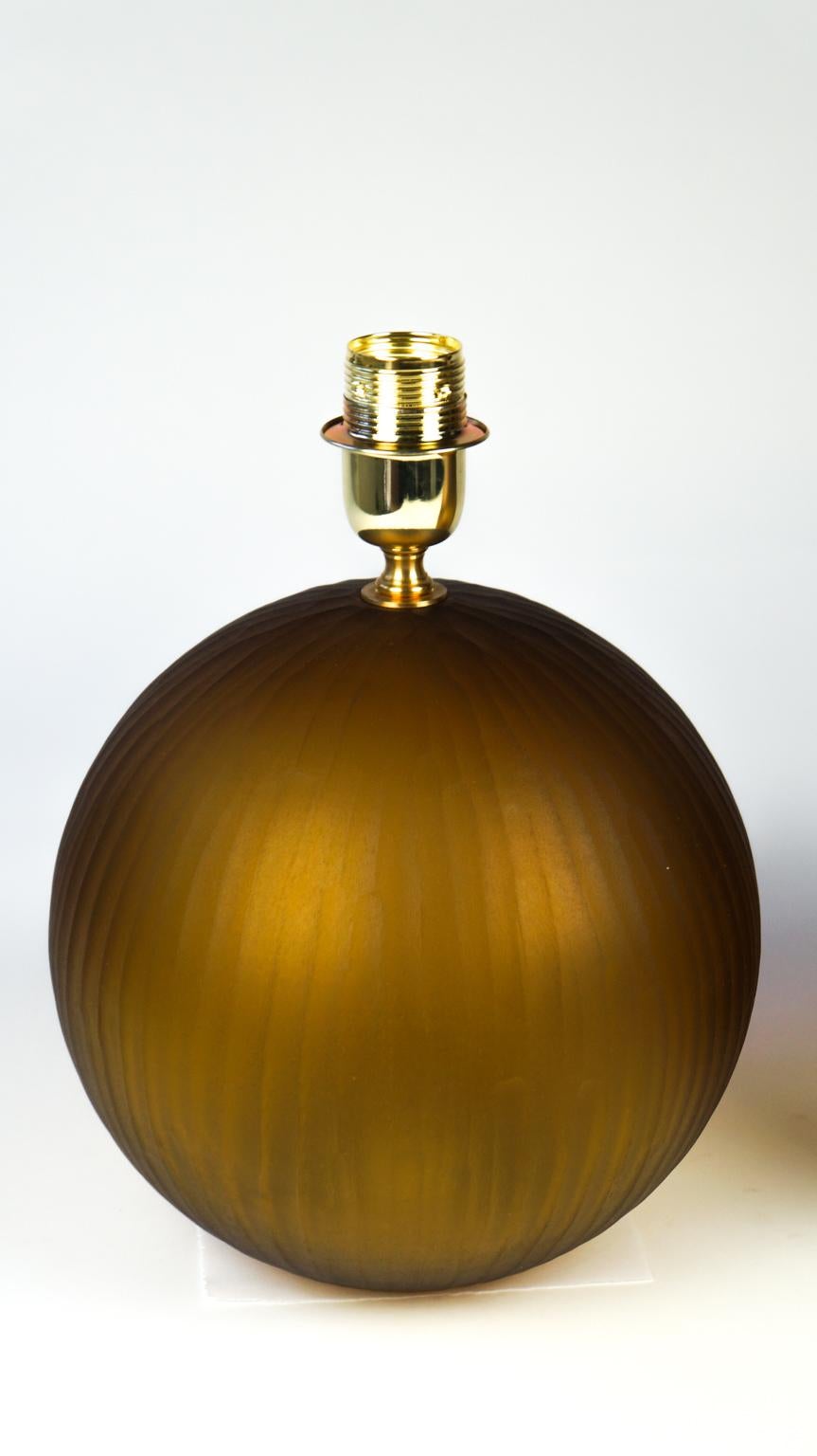 Alberto Donà Mid-Century Modern Tobacco Two of Murano Glass Table Lamps, 1998 For Sale 4