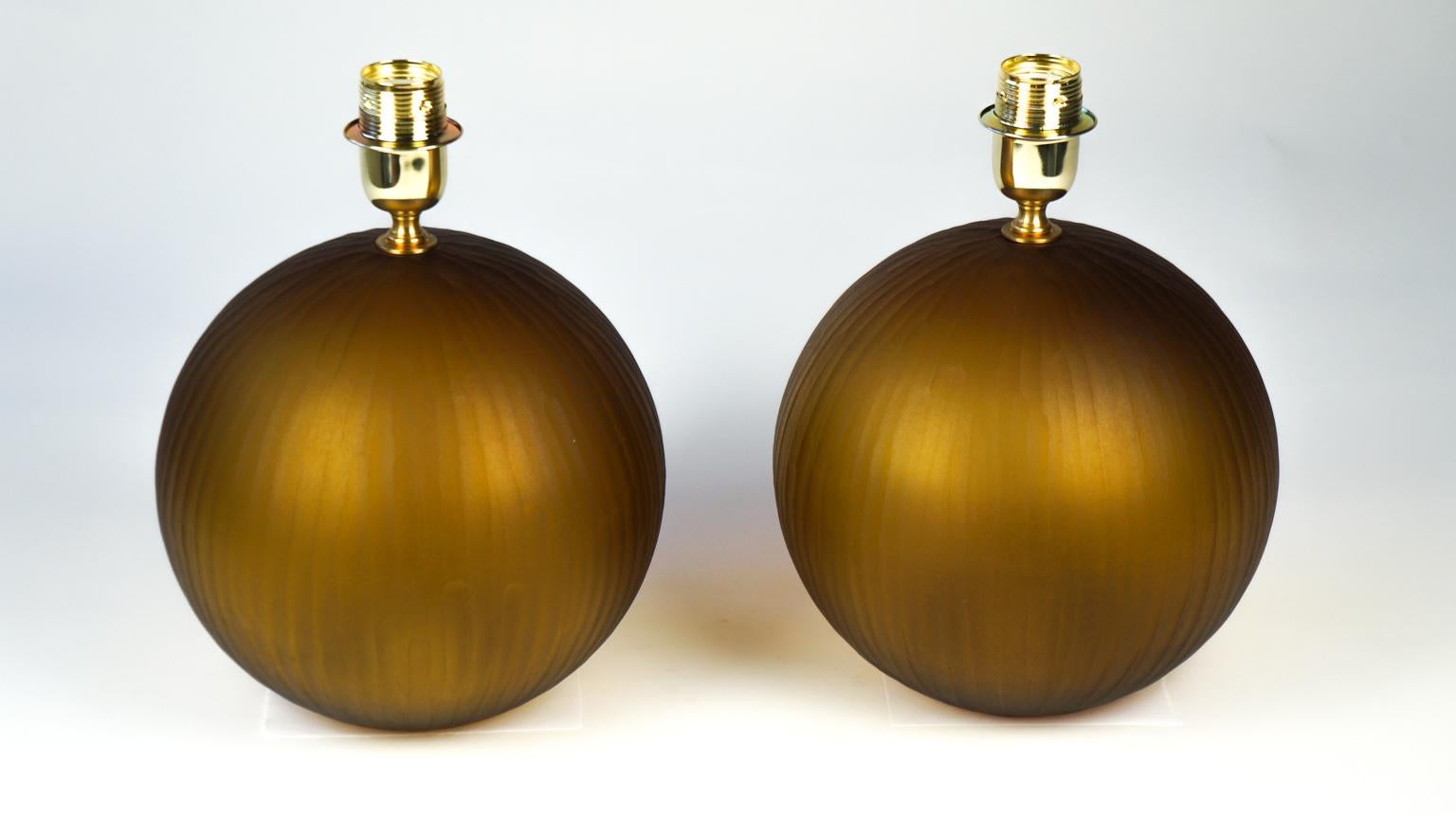 Alberto Donà Mid-Century Modern Tobacco Two of Murano Glass Table Lamps, 1998 For Sale 5
