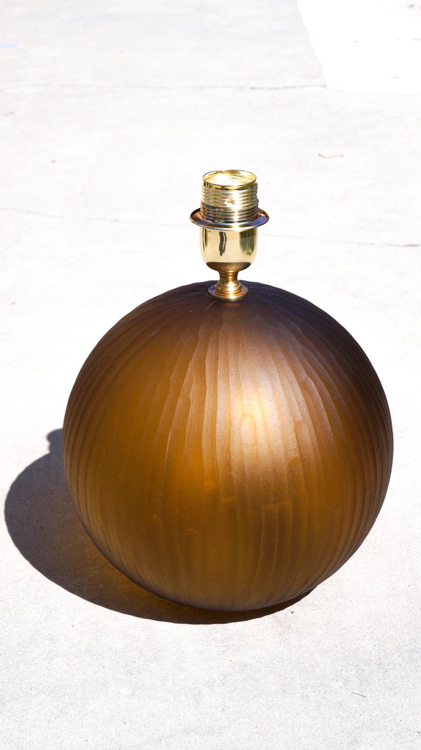 Alberto Donà Mid-Century Modern Tobacco Two of Murano Glass Table Lamps, 1998 For Sale 8